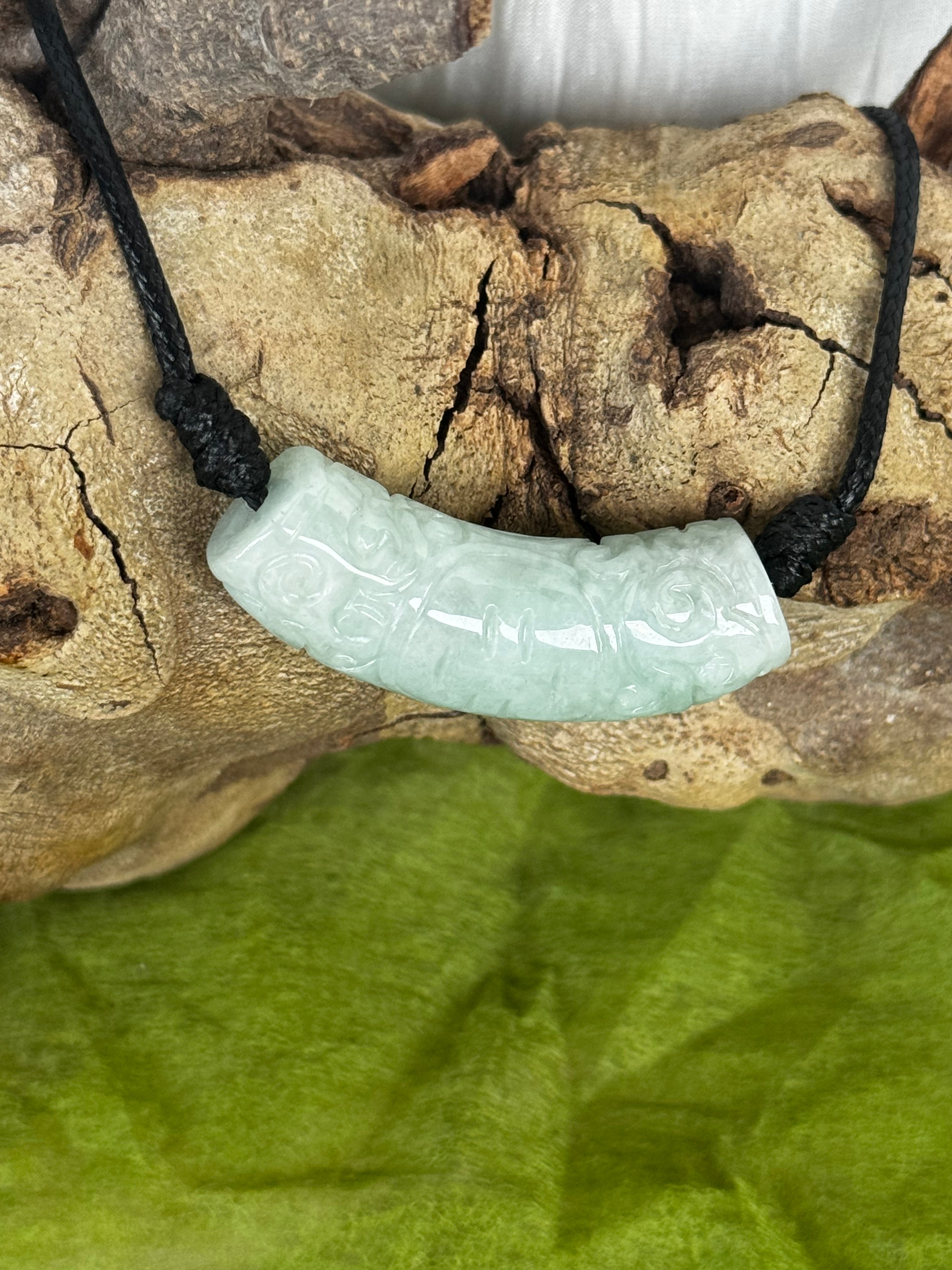 Long Jade Lotus Pendant