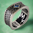 Load image into Gallery viewer, Vintage Woven Band Blue Zircon S925 silver Ring
