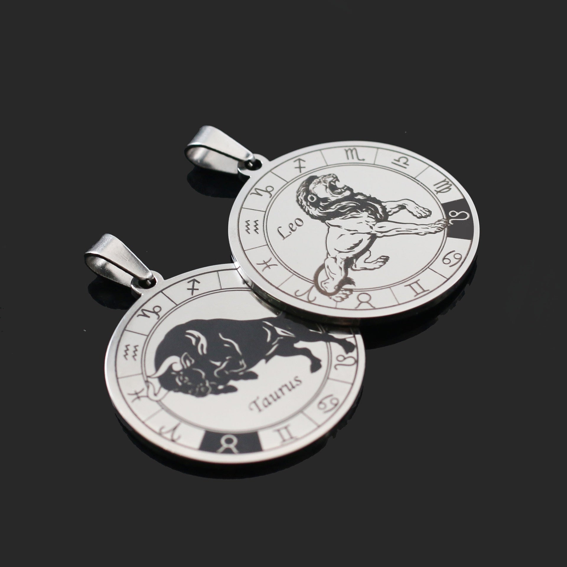 stainless steel zodiac sign pendant