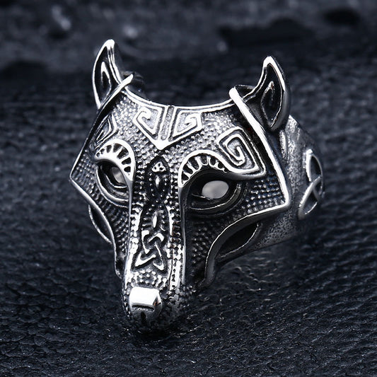 silver wolf mask ring