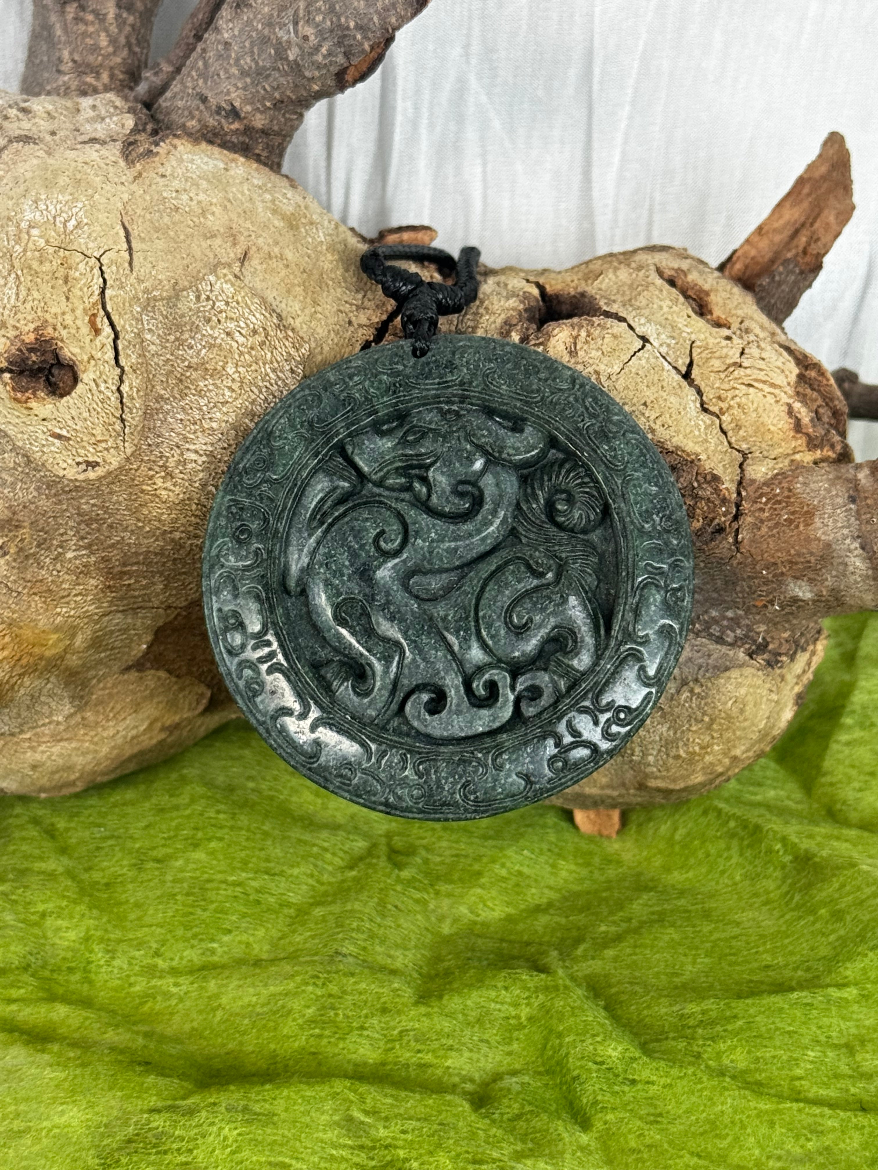 Serpentine Dragon Medallion Pendant