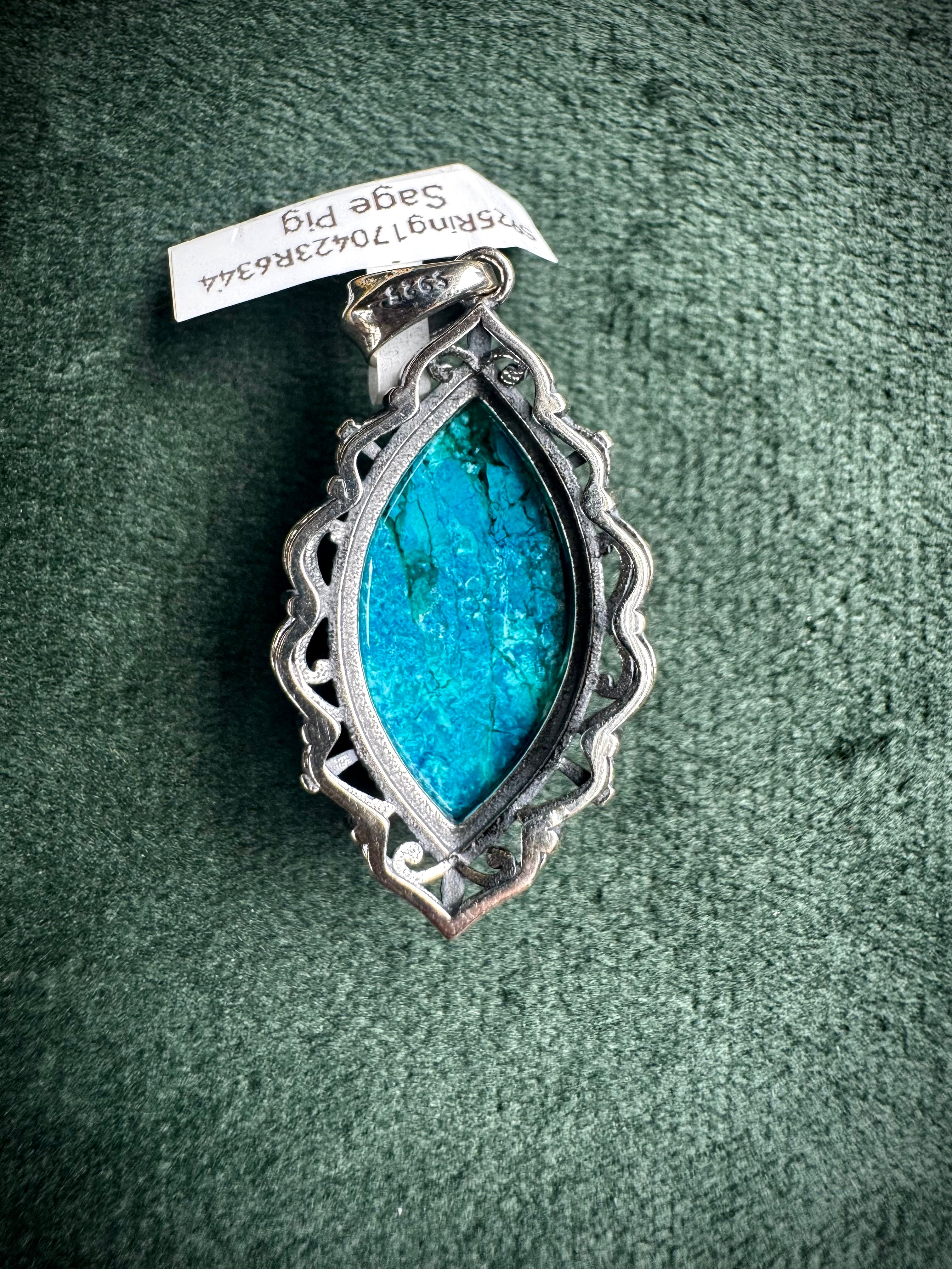 S925 Chrysocolla Floral Pendants