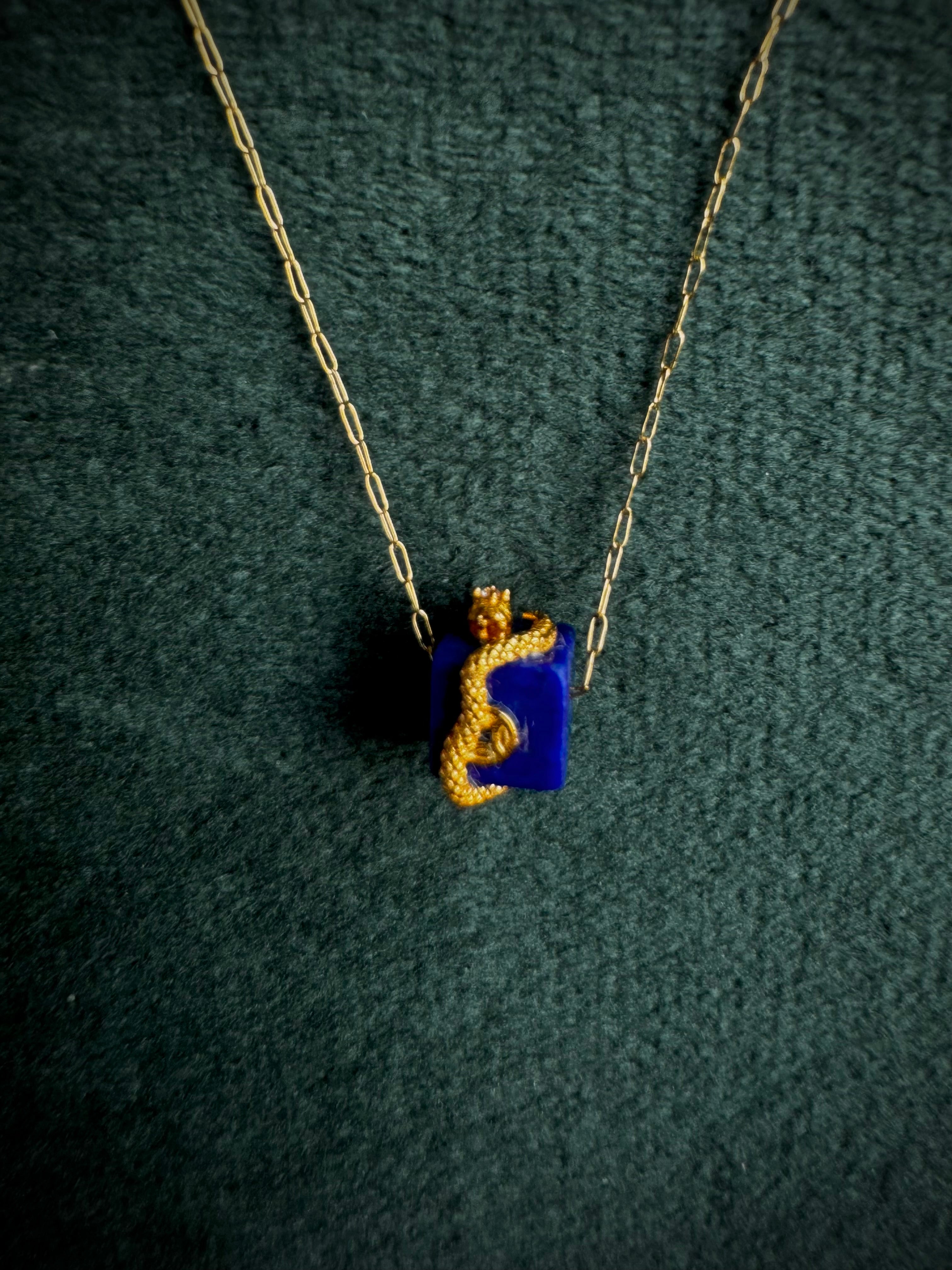 Gold Snake Wrapped Lapis Lazuli S925