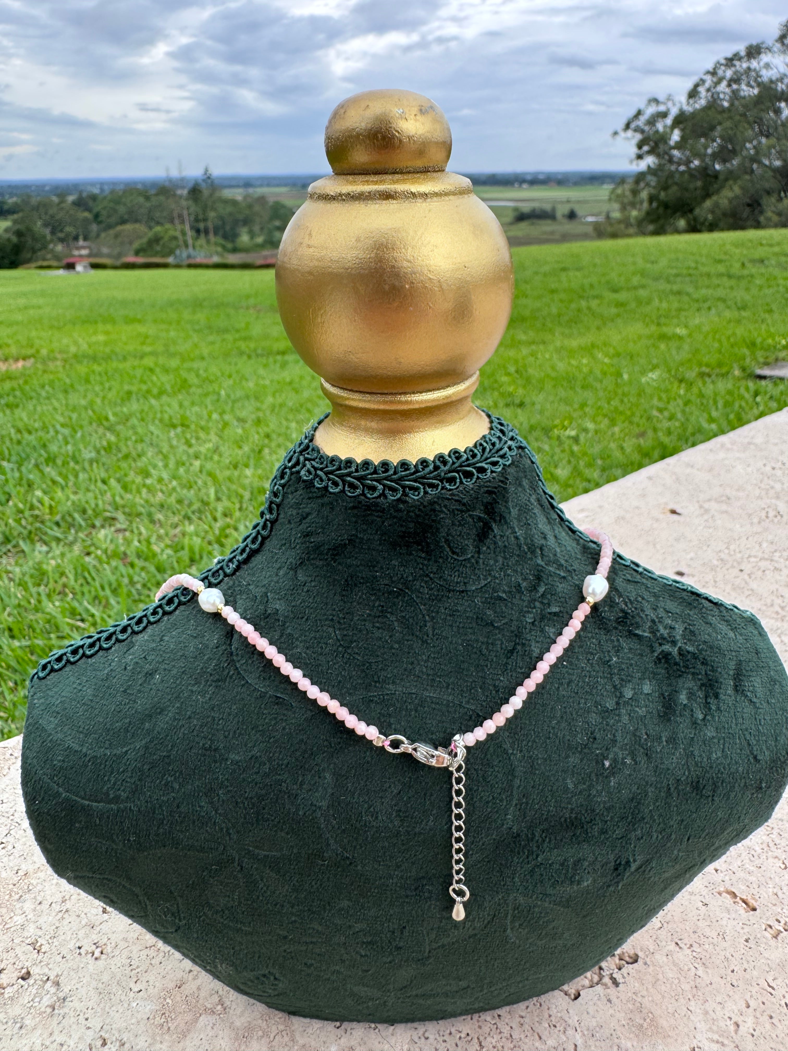 Pink Opal & Pearl Choker