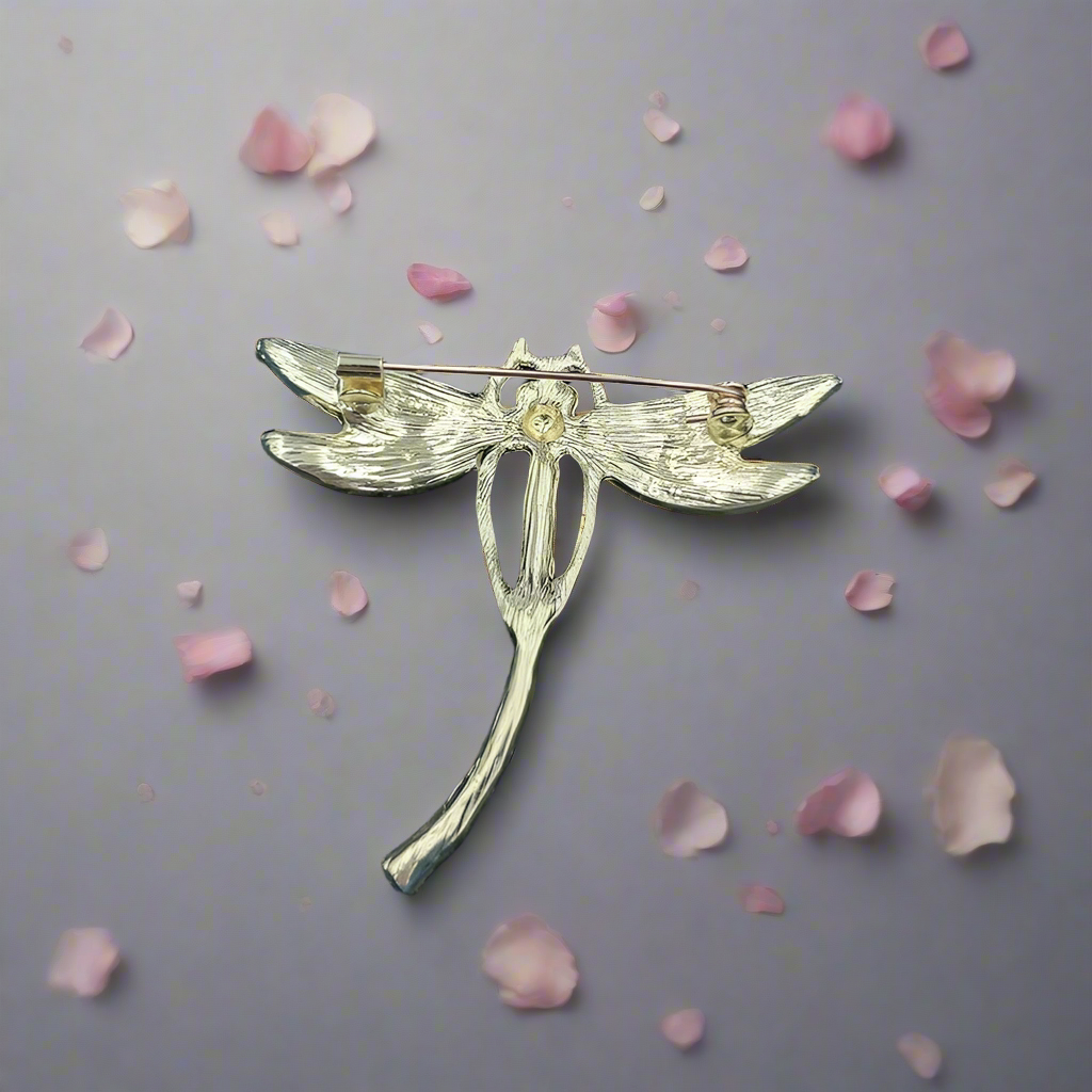 Celtic fantasy sparkling dragonfly enameled Brooch