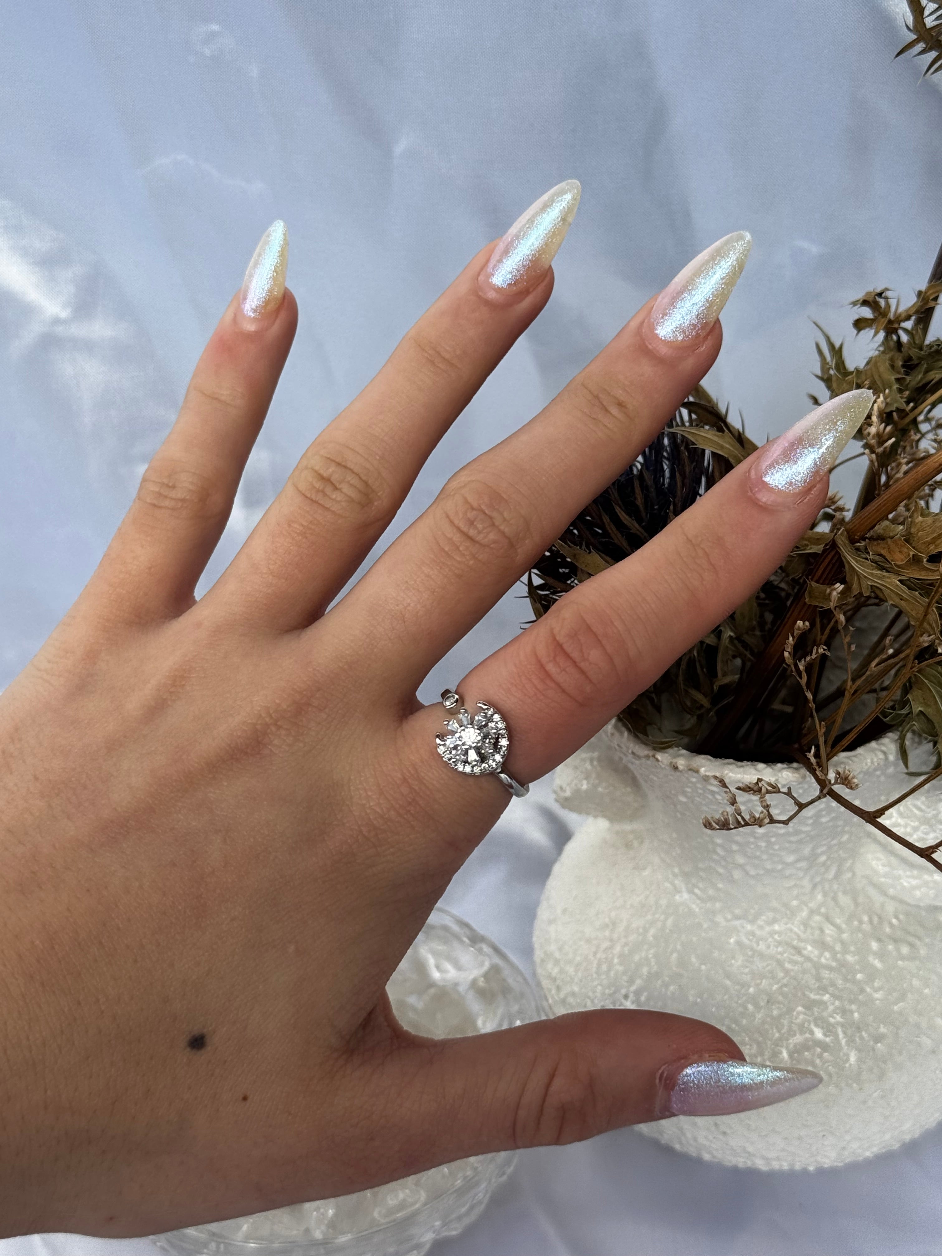 Moon and Star Gold Silver Fidget Ring