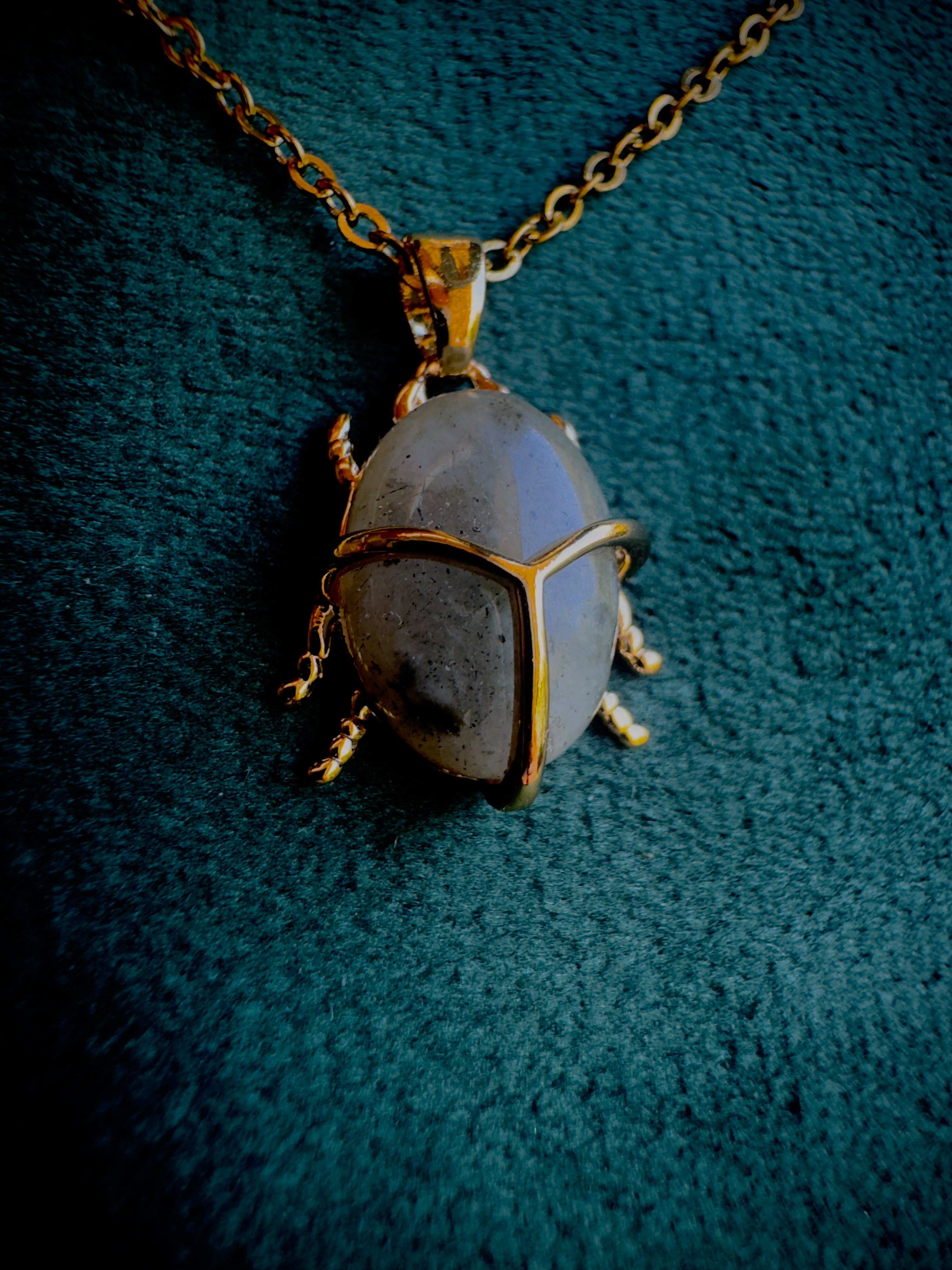 Labradorite Beetle Charm