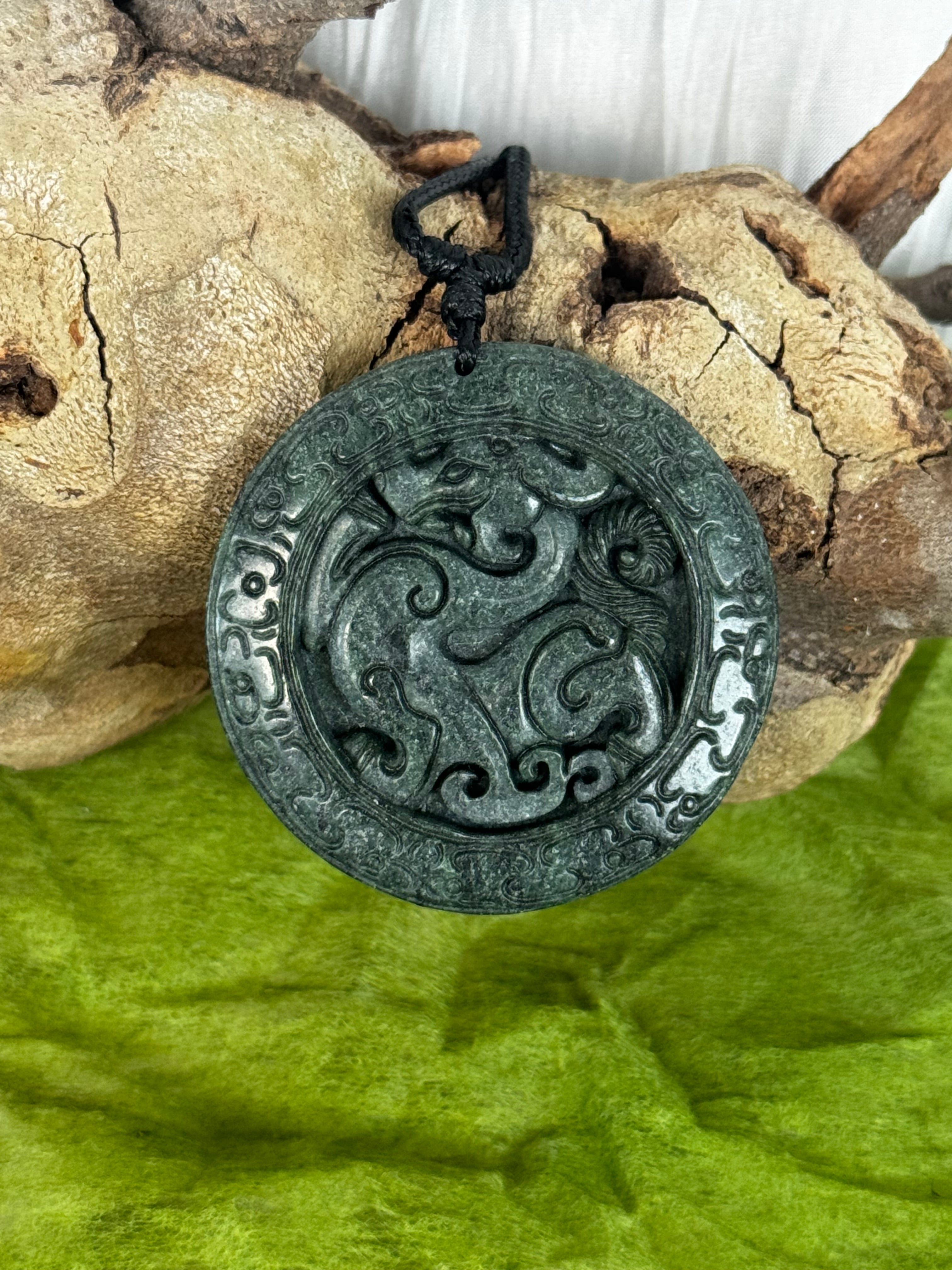 Serpentine Dragon Medallion Pendant