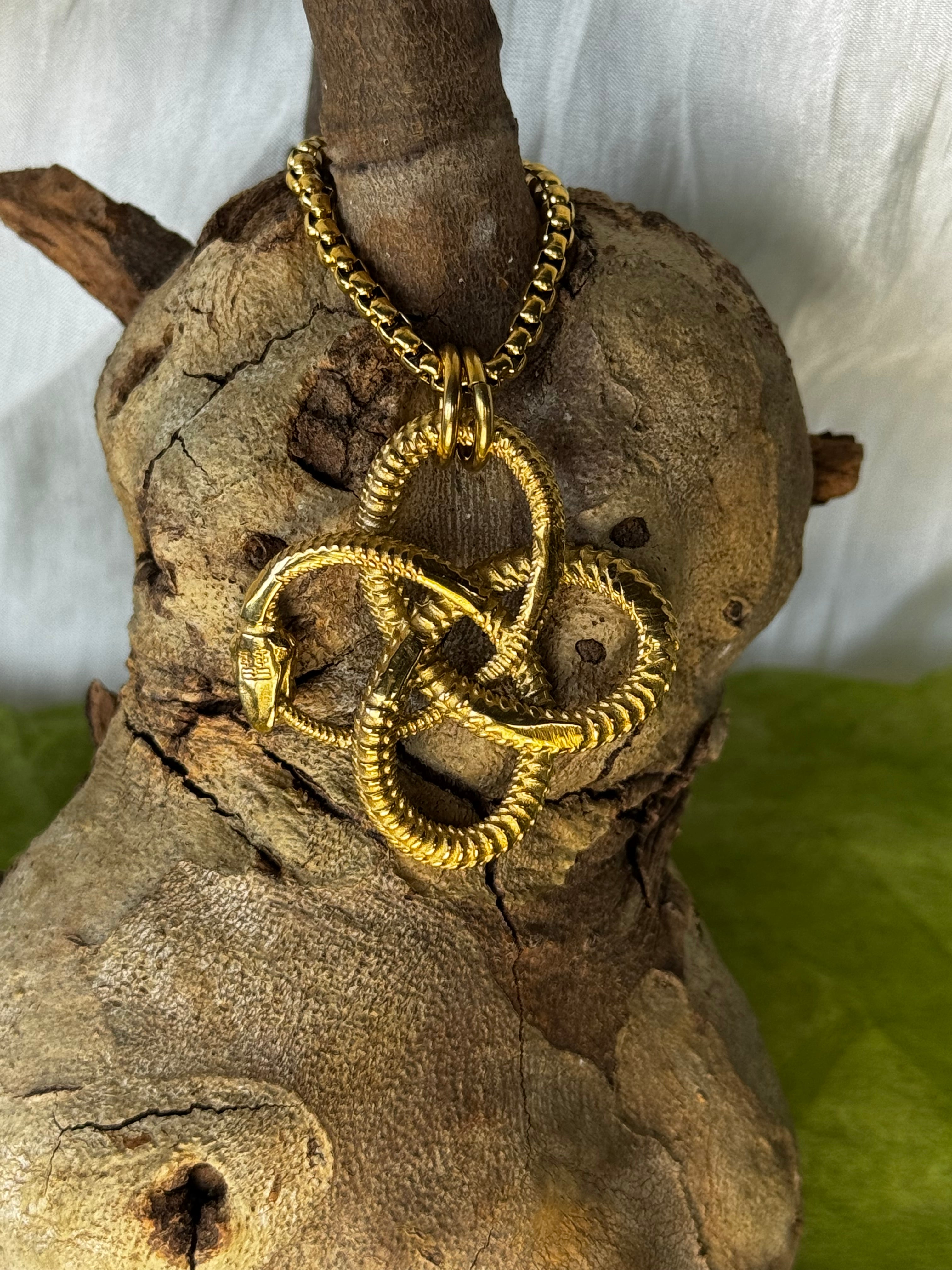 Gold Ouroboros Stainless Steel Pendant