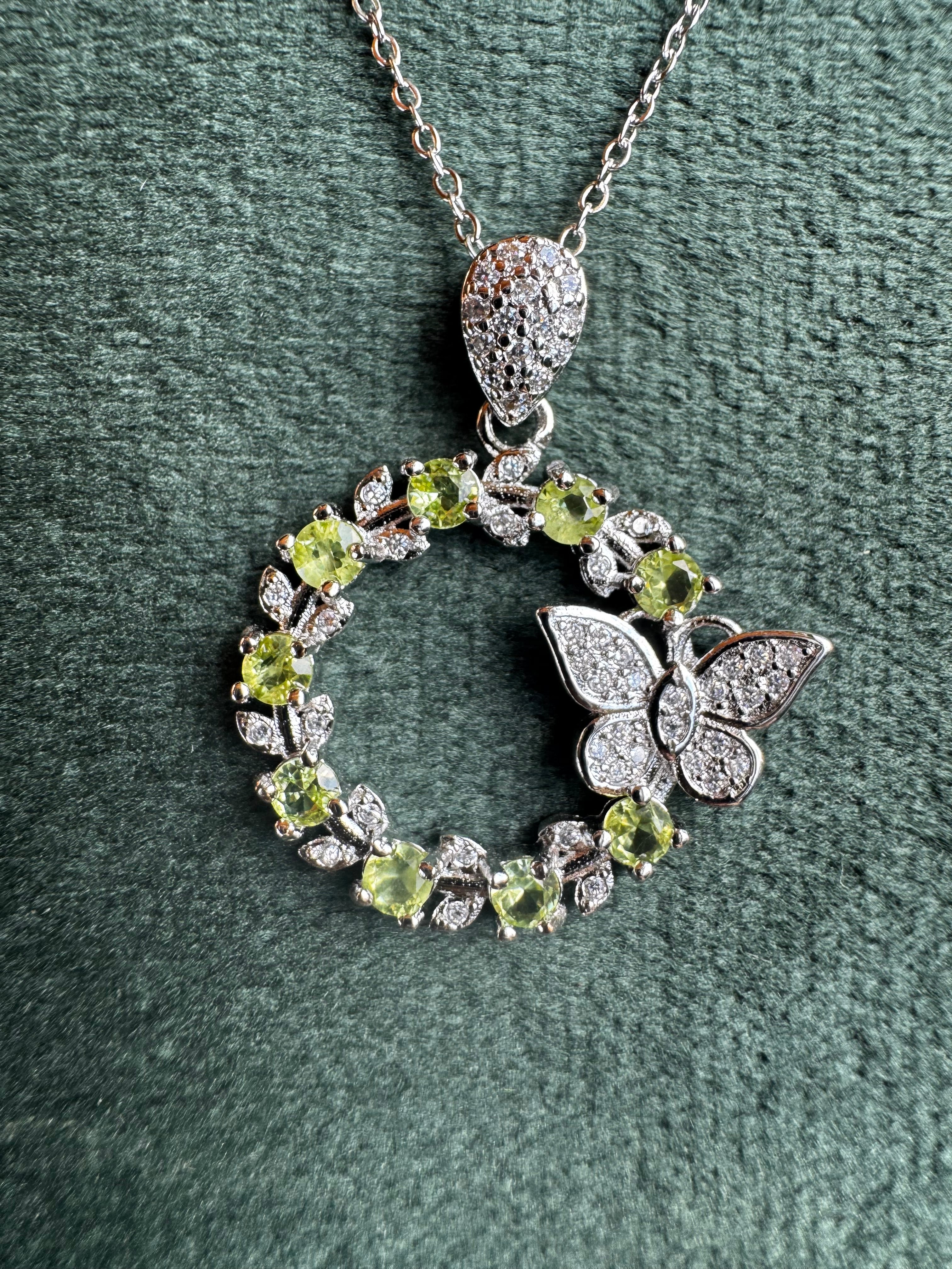 Peridot or Garnet Butterfly Wreath