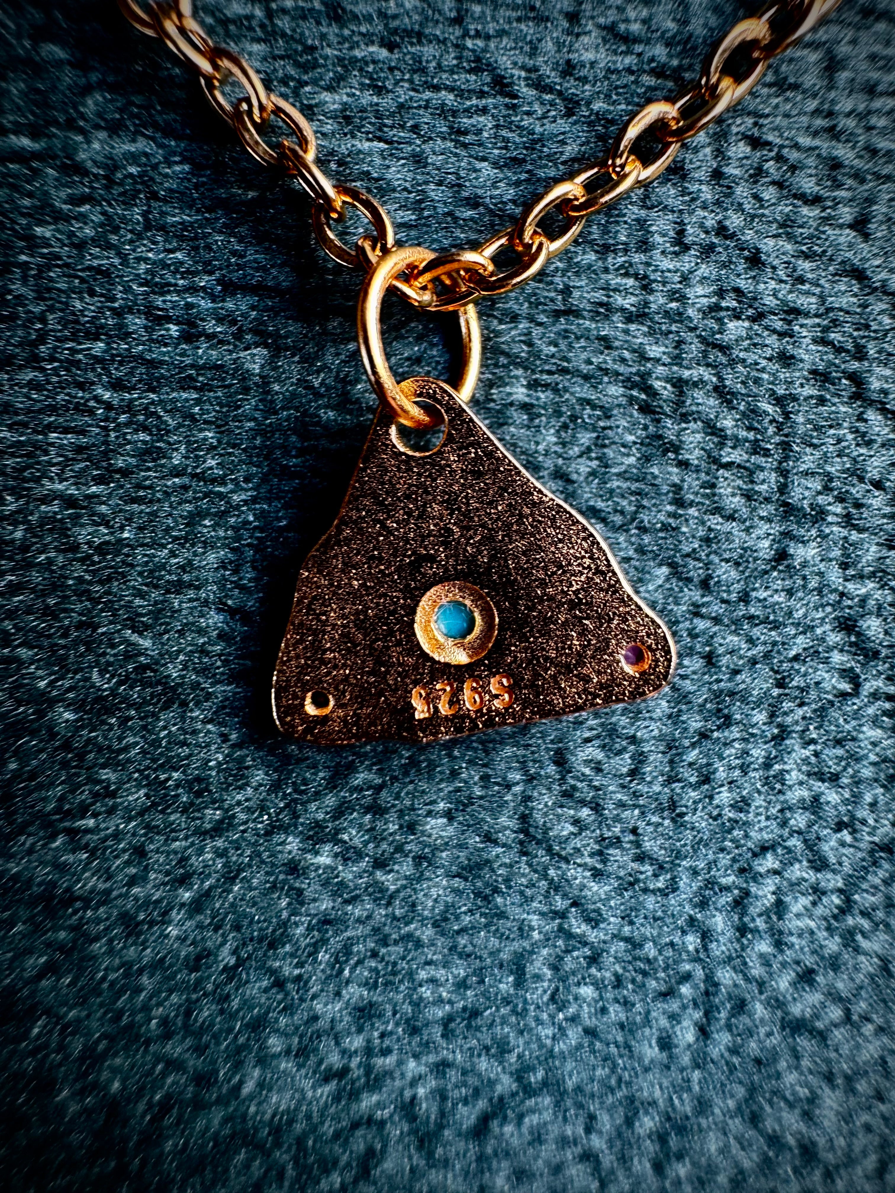 MINI Gold Evil Eye Triangle S925