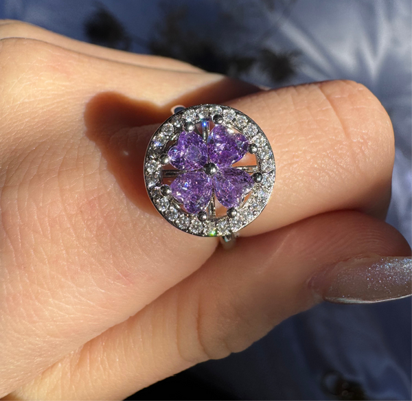Purple 4 Leaf Clover Fidget Ring