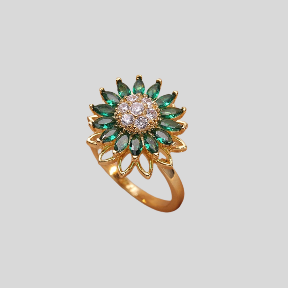 Green and Gold flower fidget ring