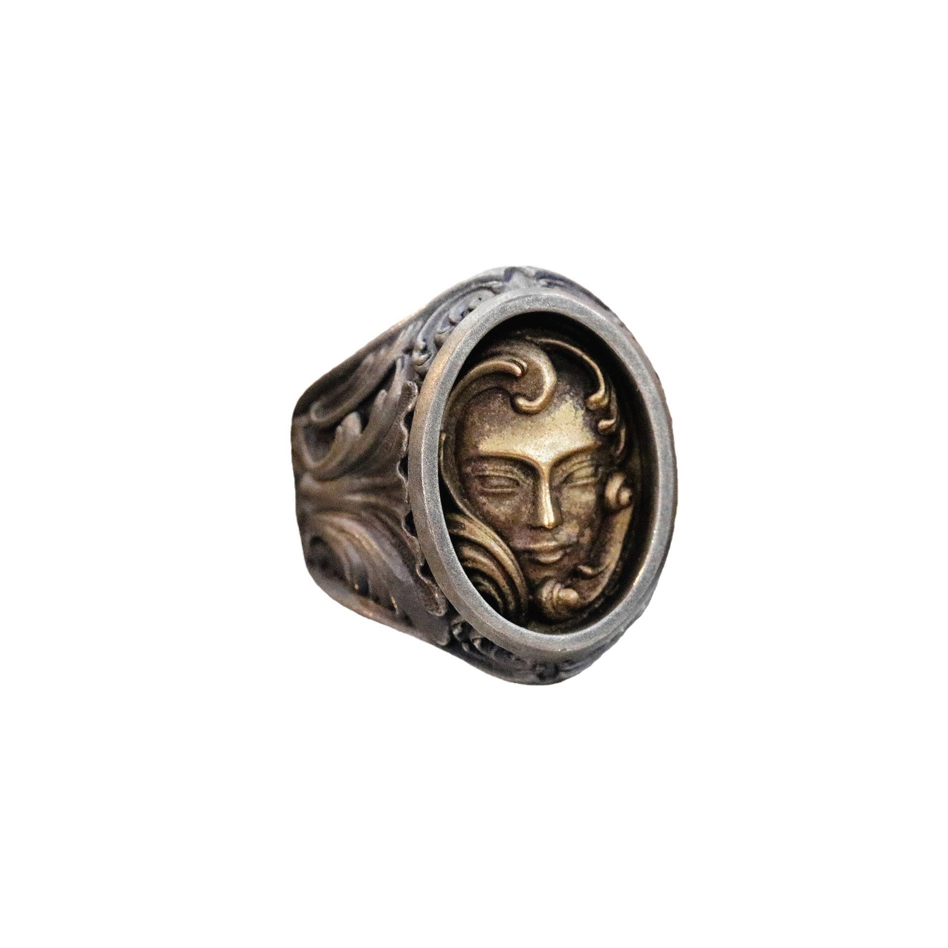 oxidised greek goddess ring