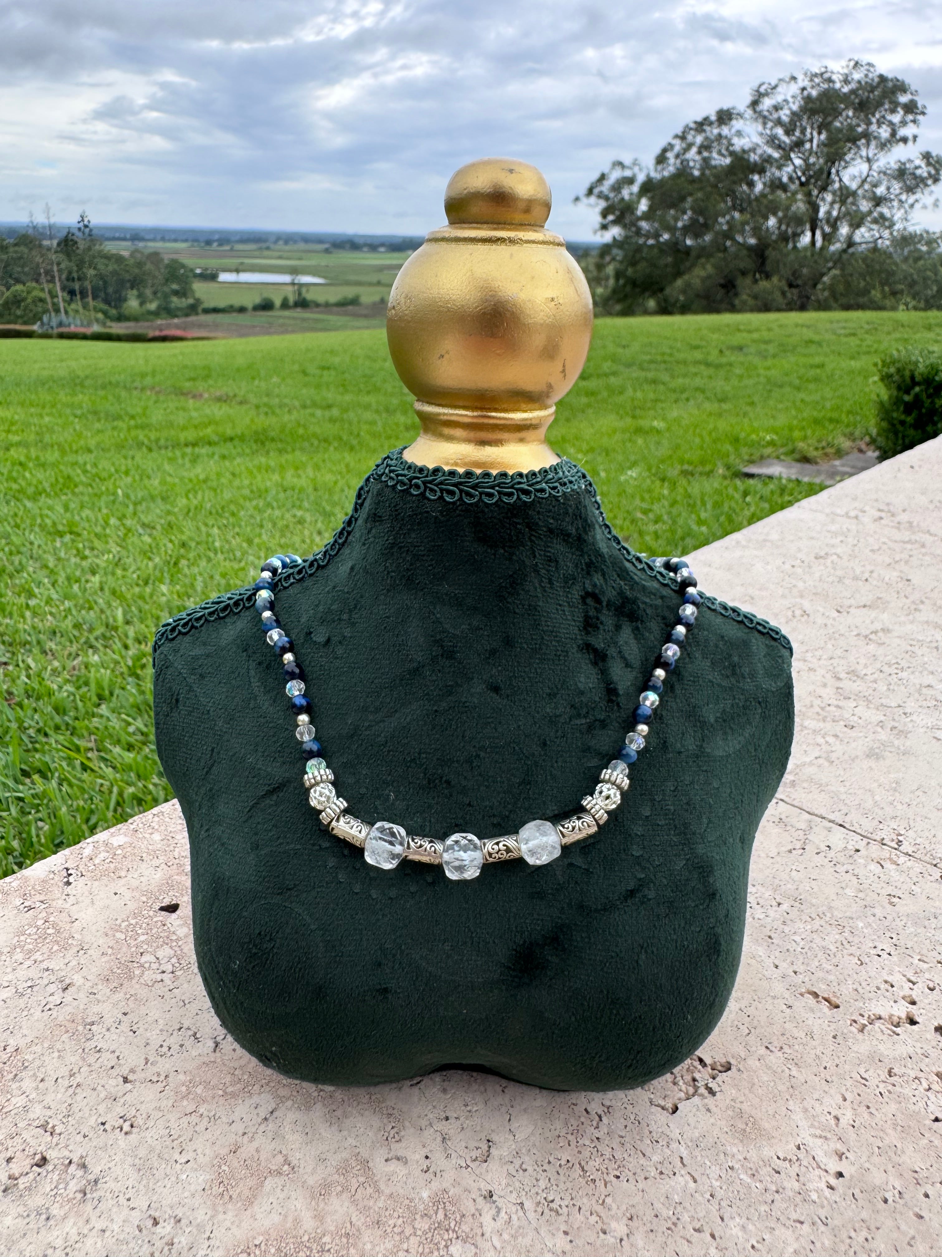 Clear Quartz and Blue Tigers Eye necklace