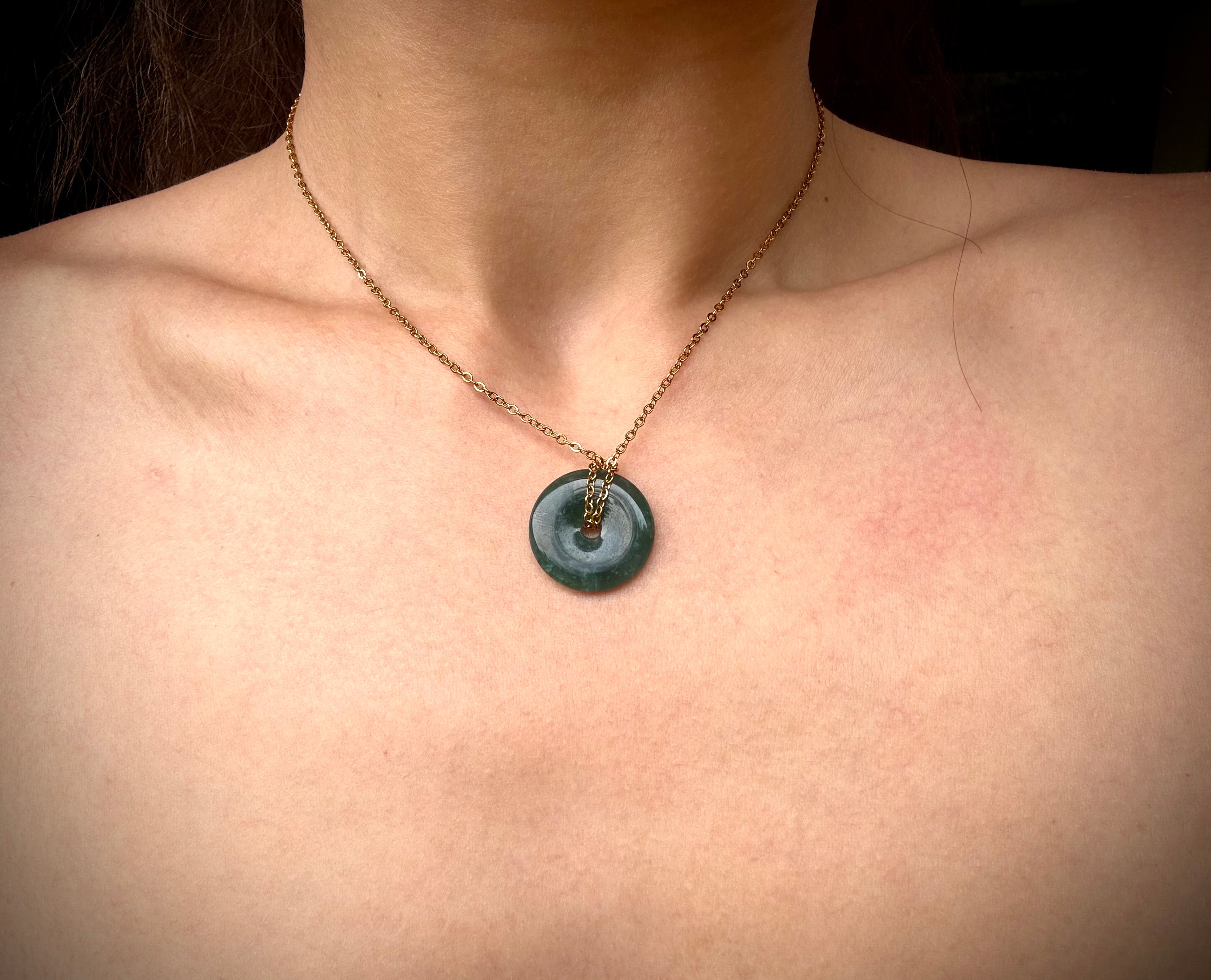 Blue Jade Doughnut Pendant