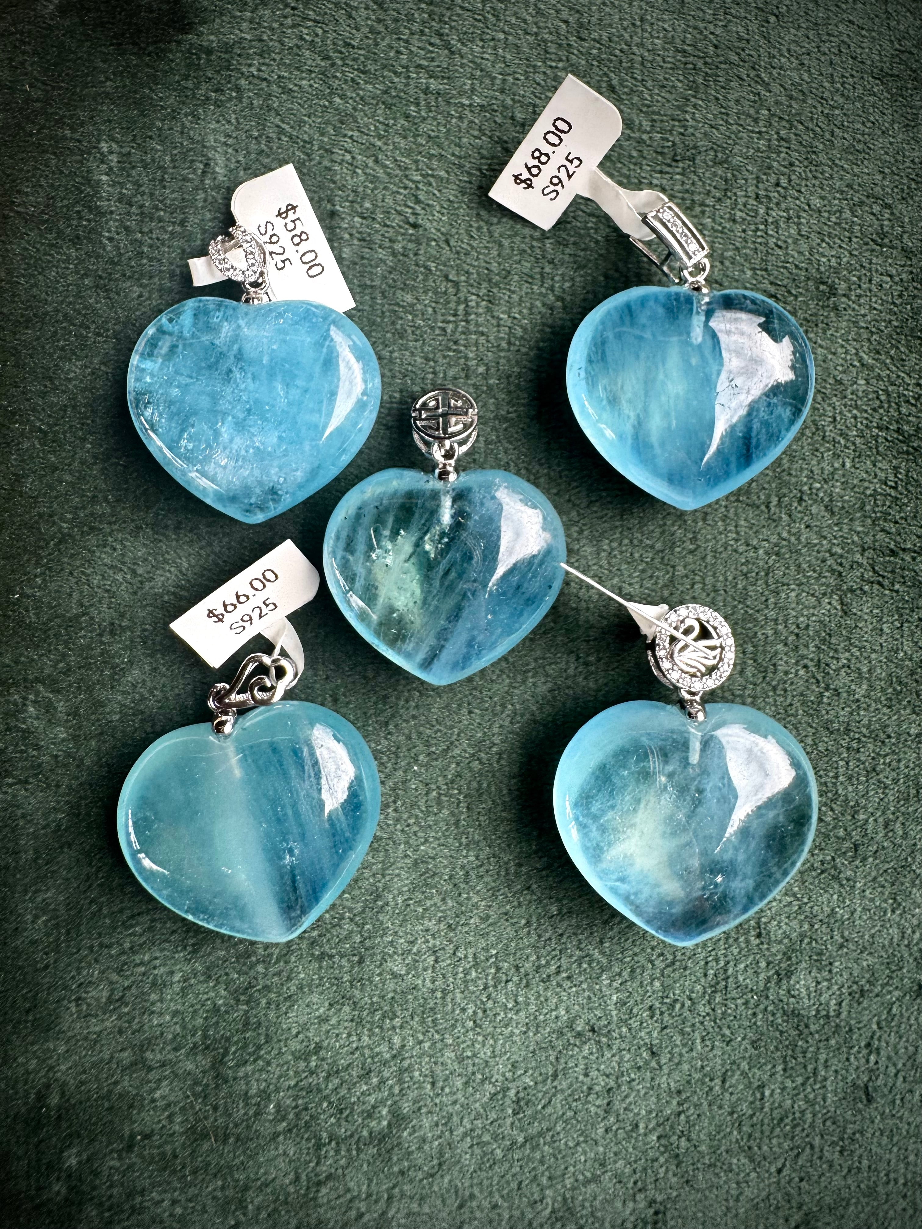 A Grade Aquamarine Hearts