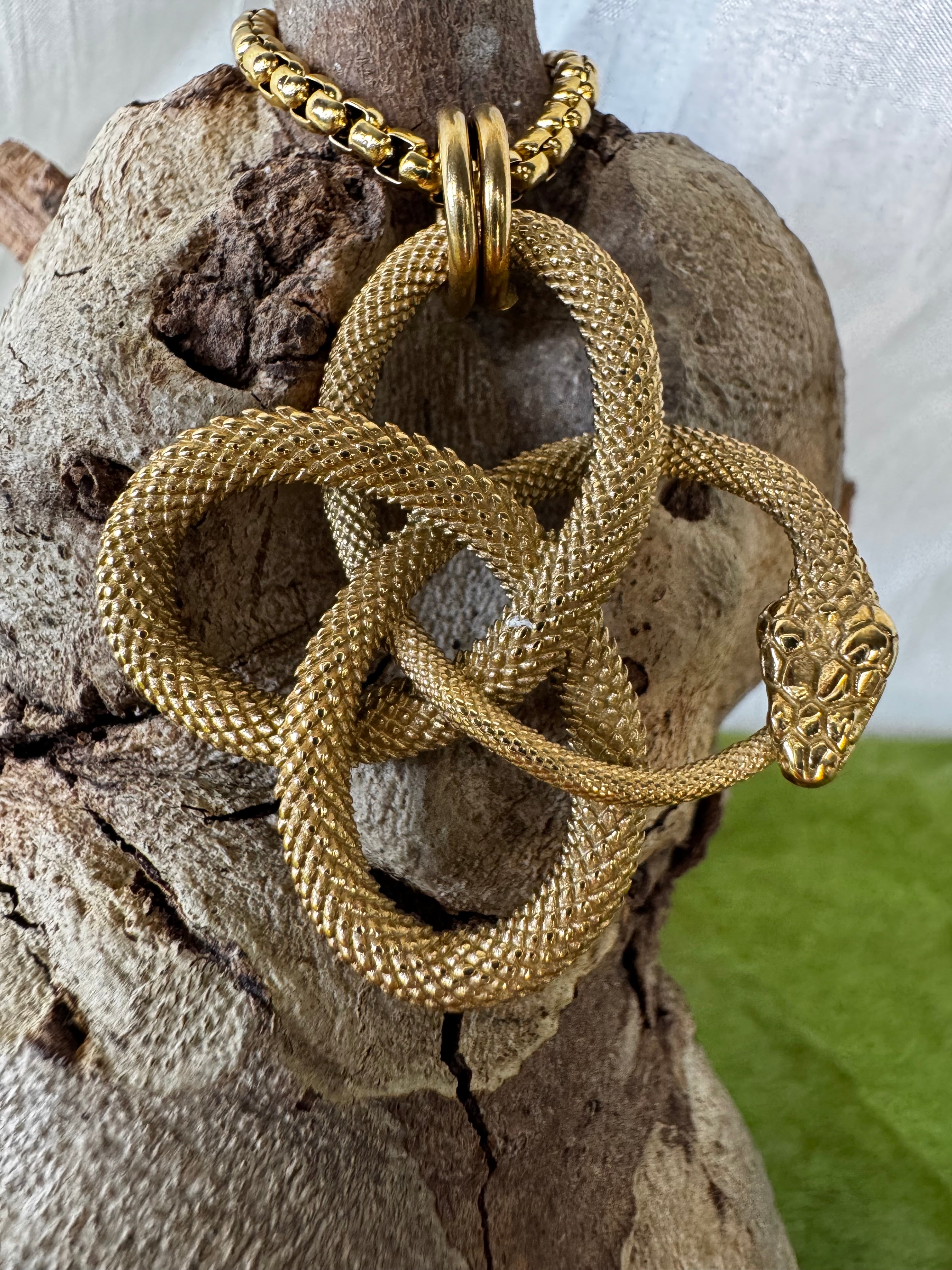 Gold Ouroboros Stainless Steel Pendant