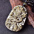 Load image into Gallery viewer, gold sheen obsidian dragon pendant
