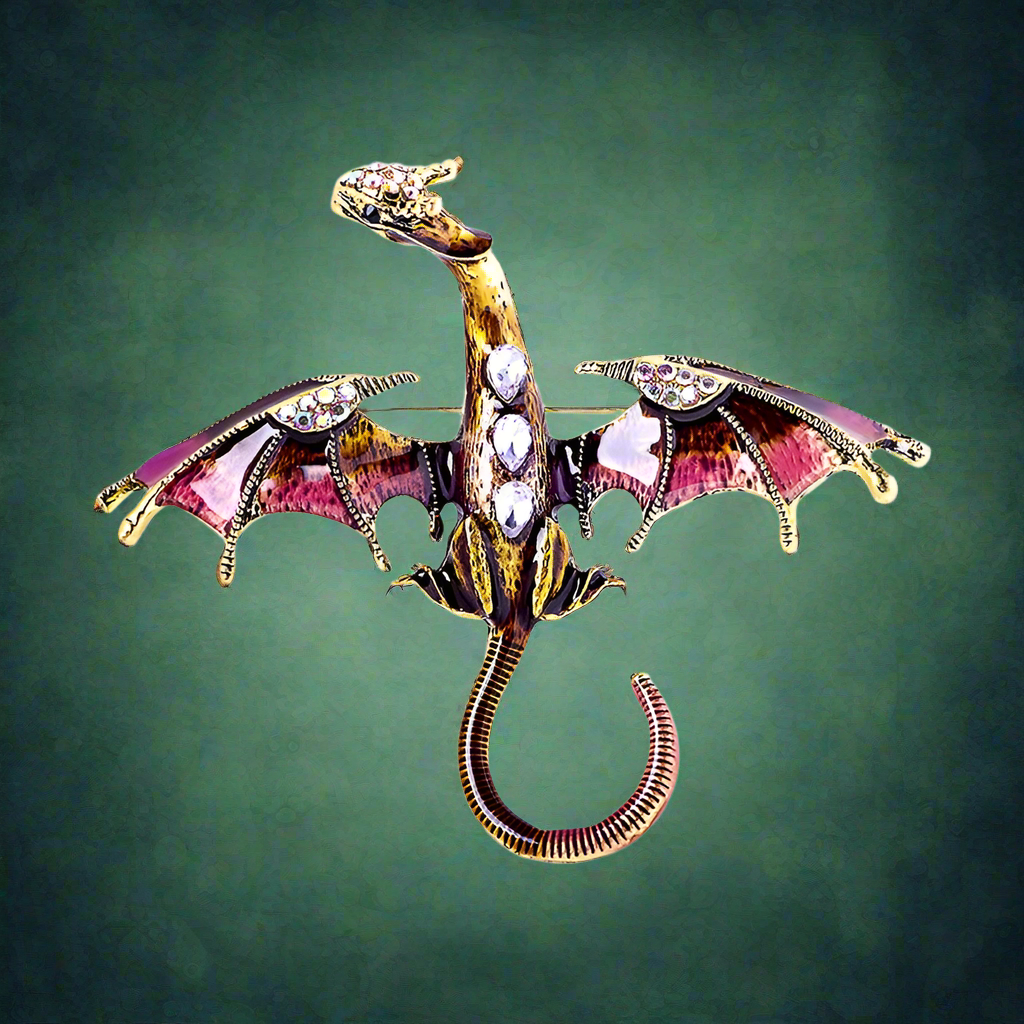 Celtic fantasy dragon enameled Brooch