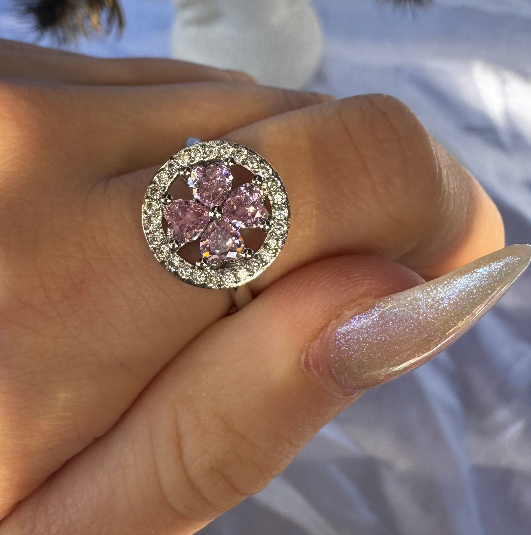 Pink 4 Leaf Clover Fidget Ring
