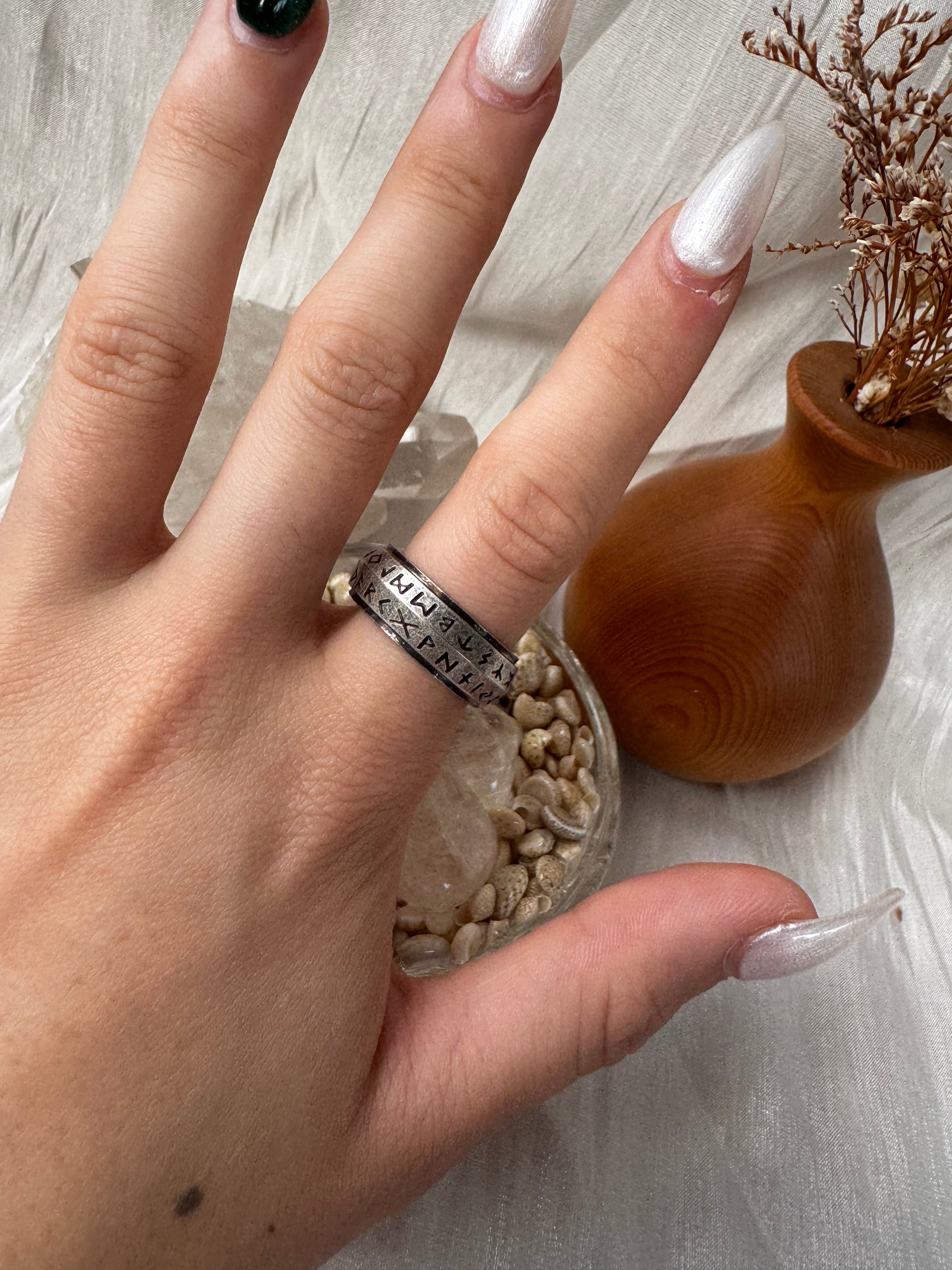 8mm Ancient Viking Fidget Ring - Barrel Shape