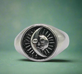 Load image into Gallery viewer, Silver Sun Moon Face Ring adjustable
