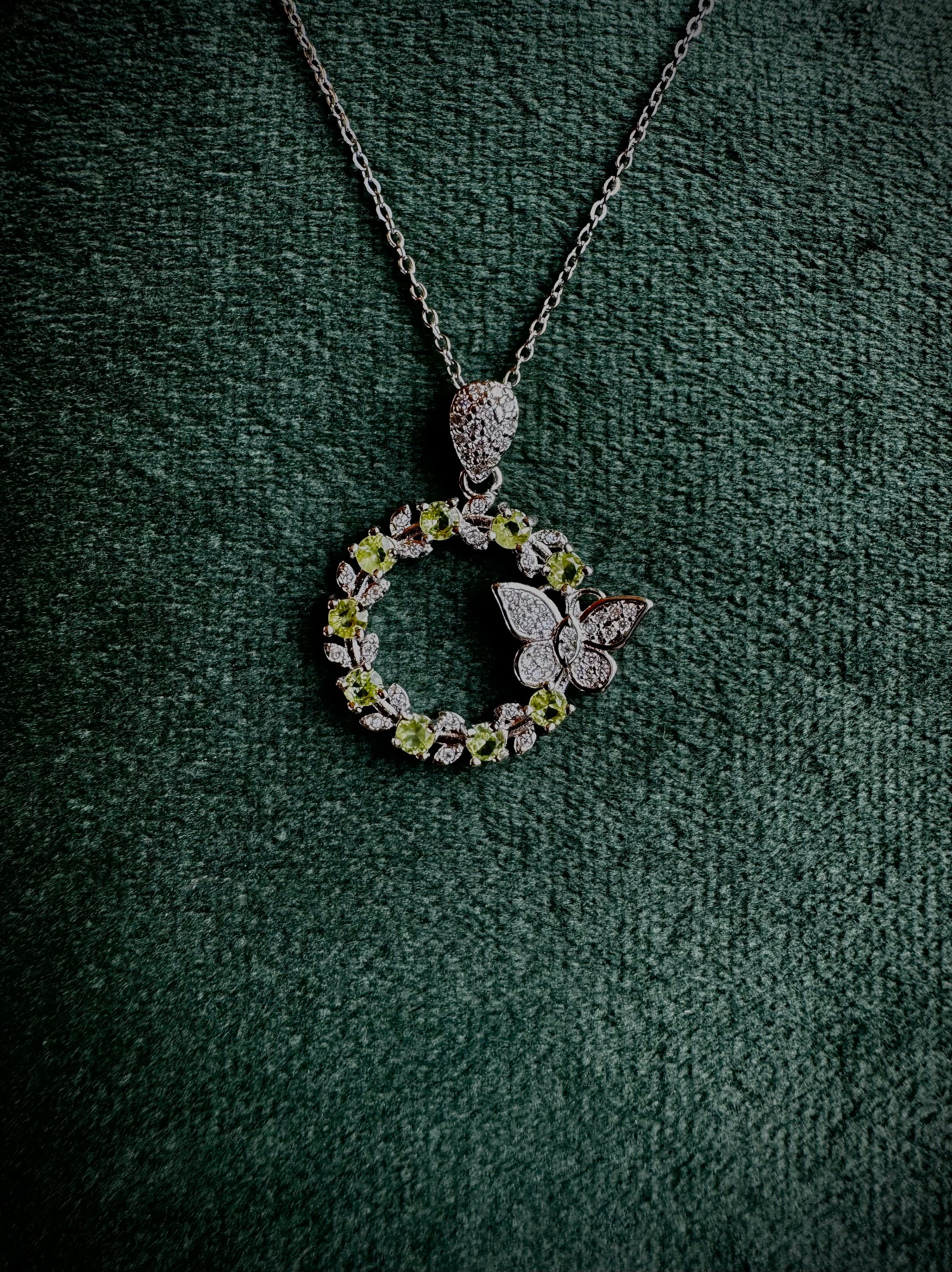 Peridot or Garnet Butterfly Wreath