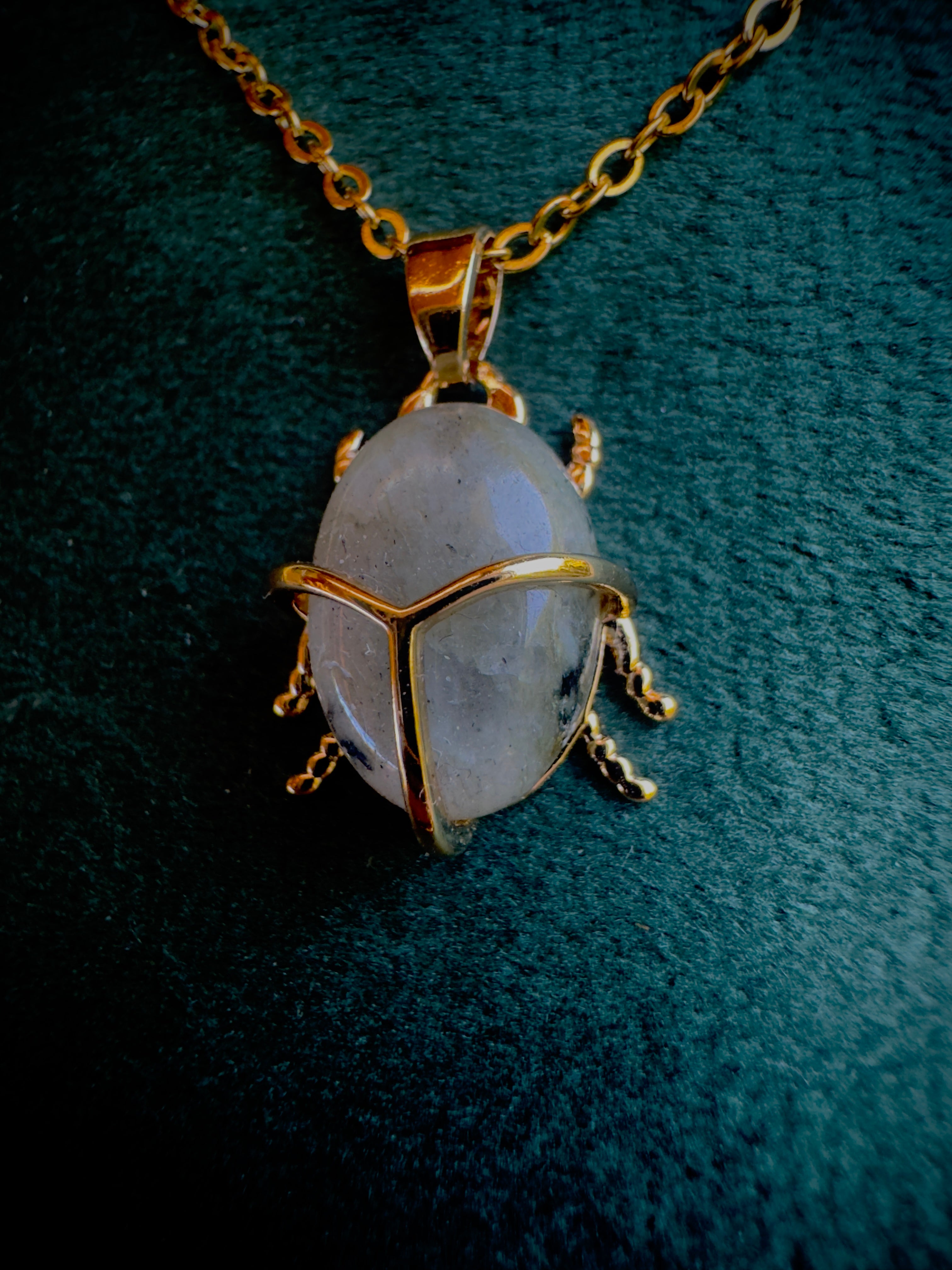 Labradorite Beetle Charm