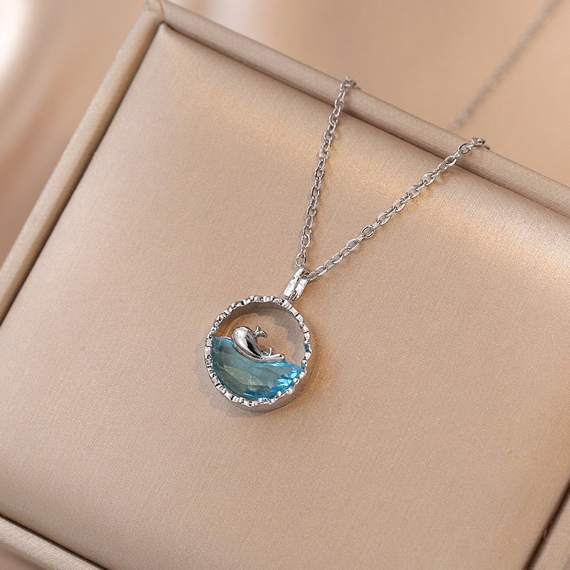 silver plated necklace with whale pendant 