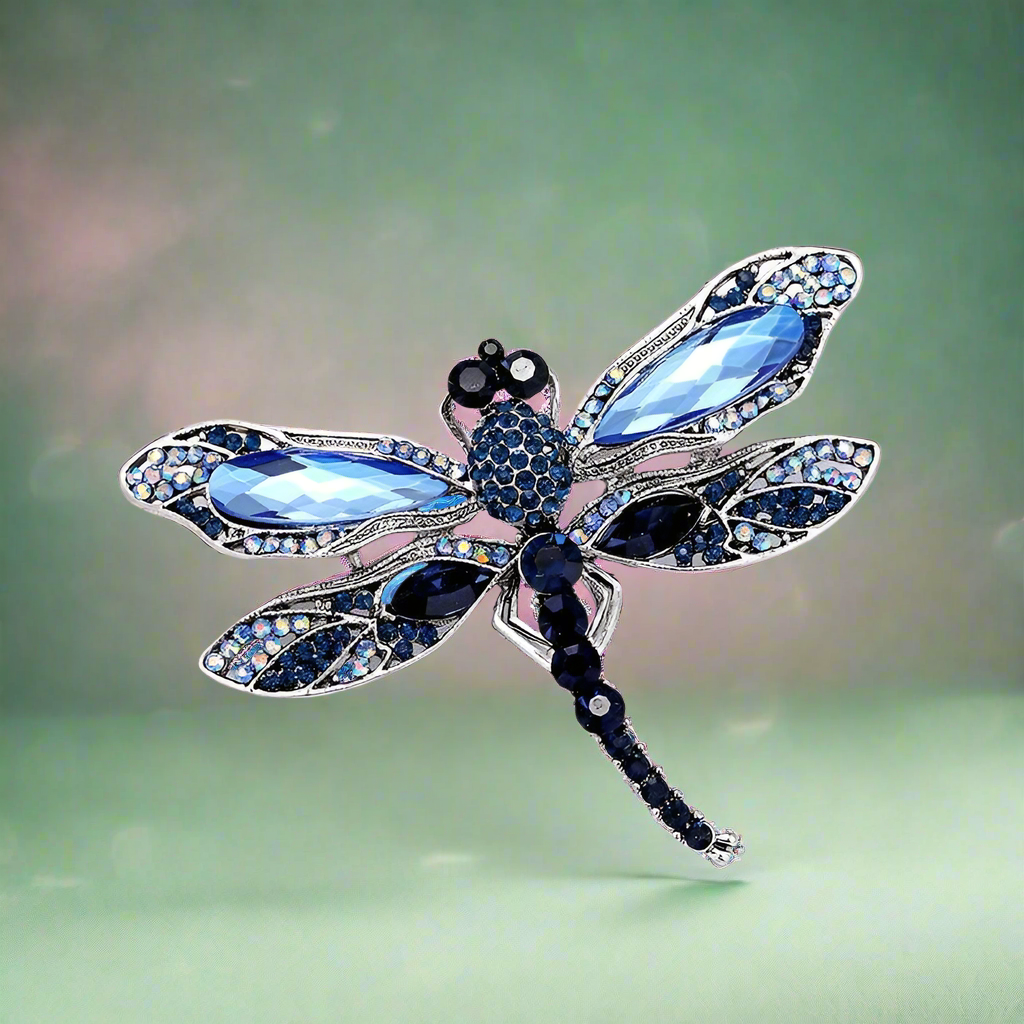 Celtic fantasy sparkling dragonfly enameled Brooch