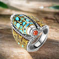 Load image into Gallery viewer, Tibetan Dzi Bead Style 9 Eyes Fidget Ring
