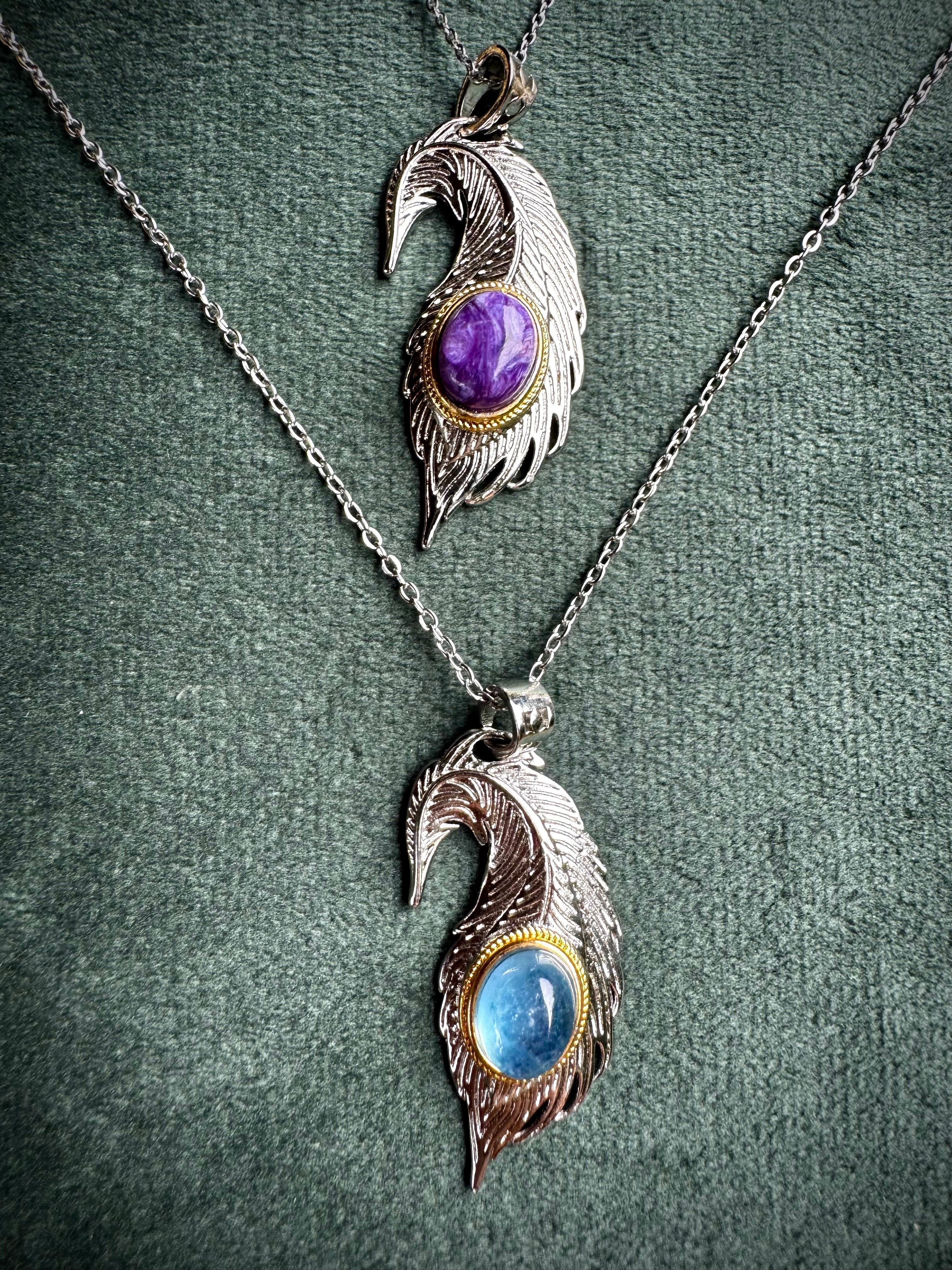 Charorite and Aquamarine Feathers