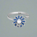 Load image into Gallery viewer, Silver Blue Daisy Butterfly Fidget Ring
