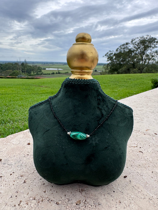 Malachite, Obsidian Necklace