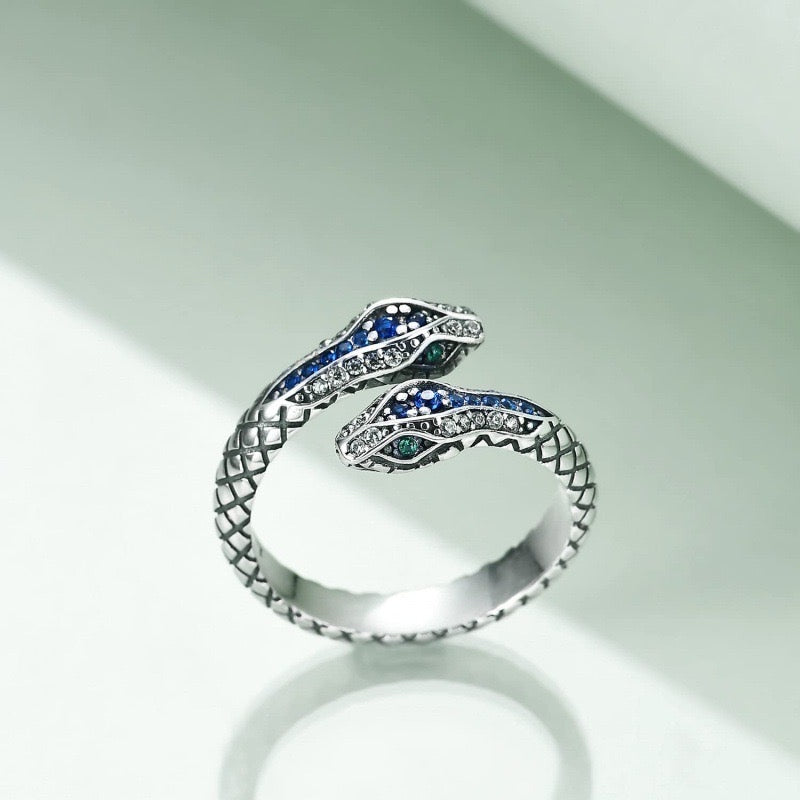 s925 double headed snake ring