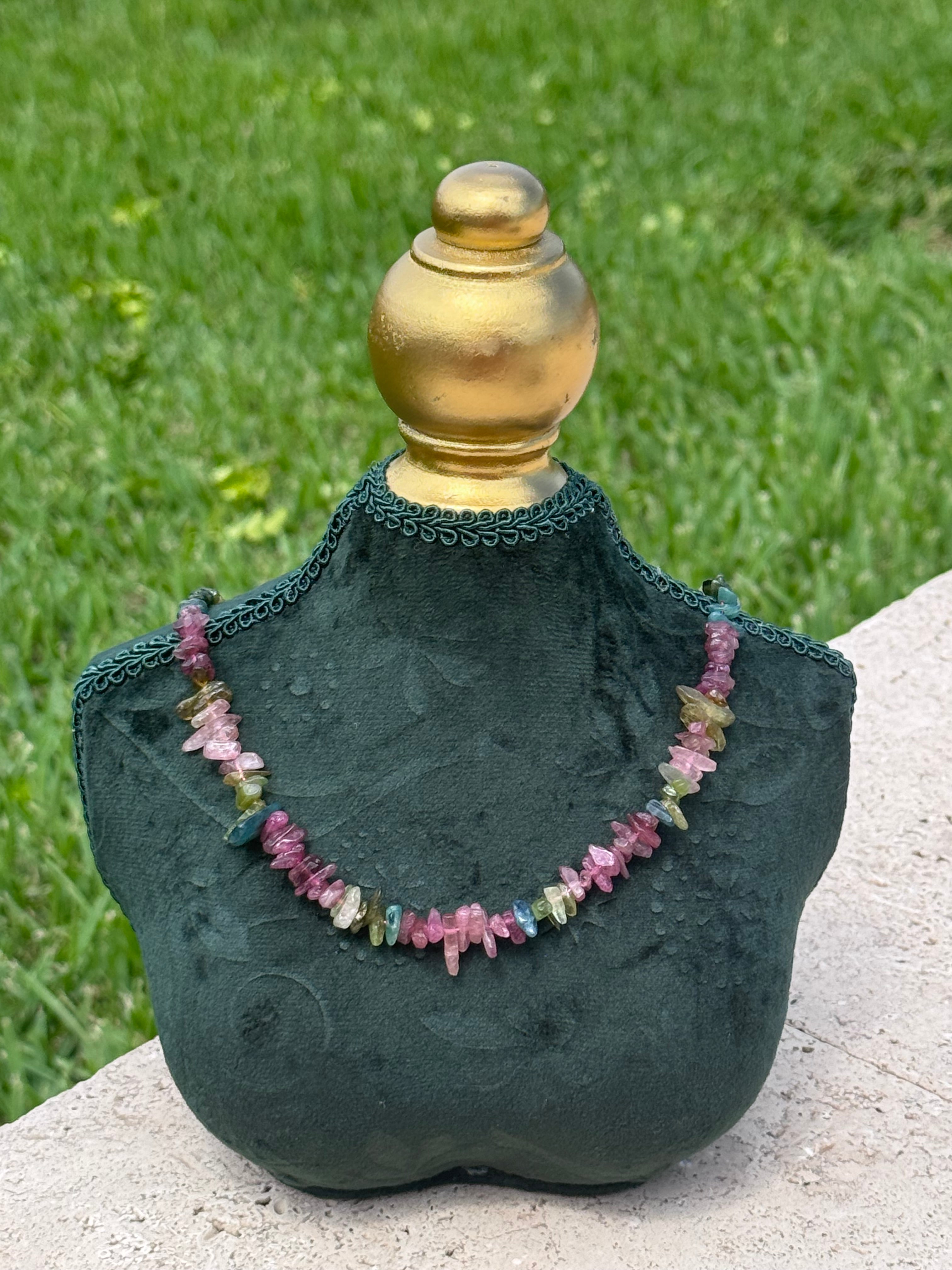 Watermelon Tourmaline Chip Necklace