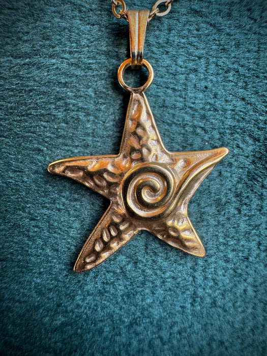 Gold or Silver Starfish with Wave
