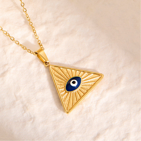 Evil Eye Gold Pyramid Necklace