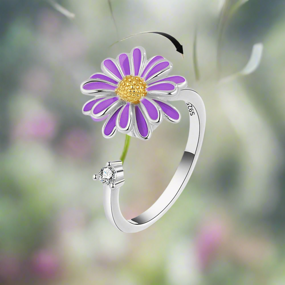 Silver Flower Fidget Ring