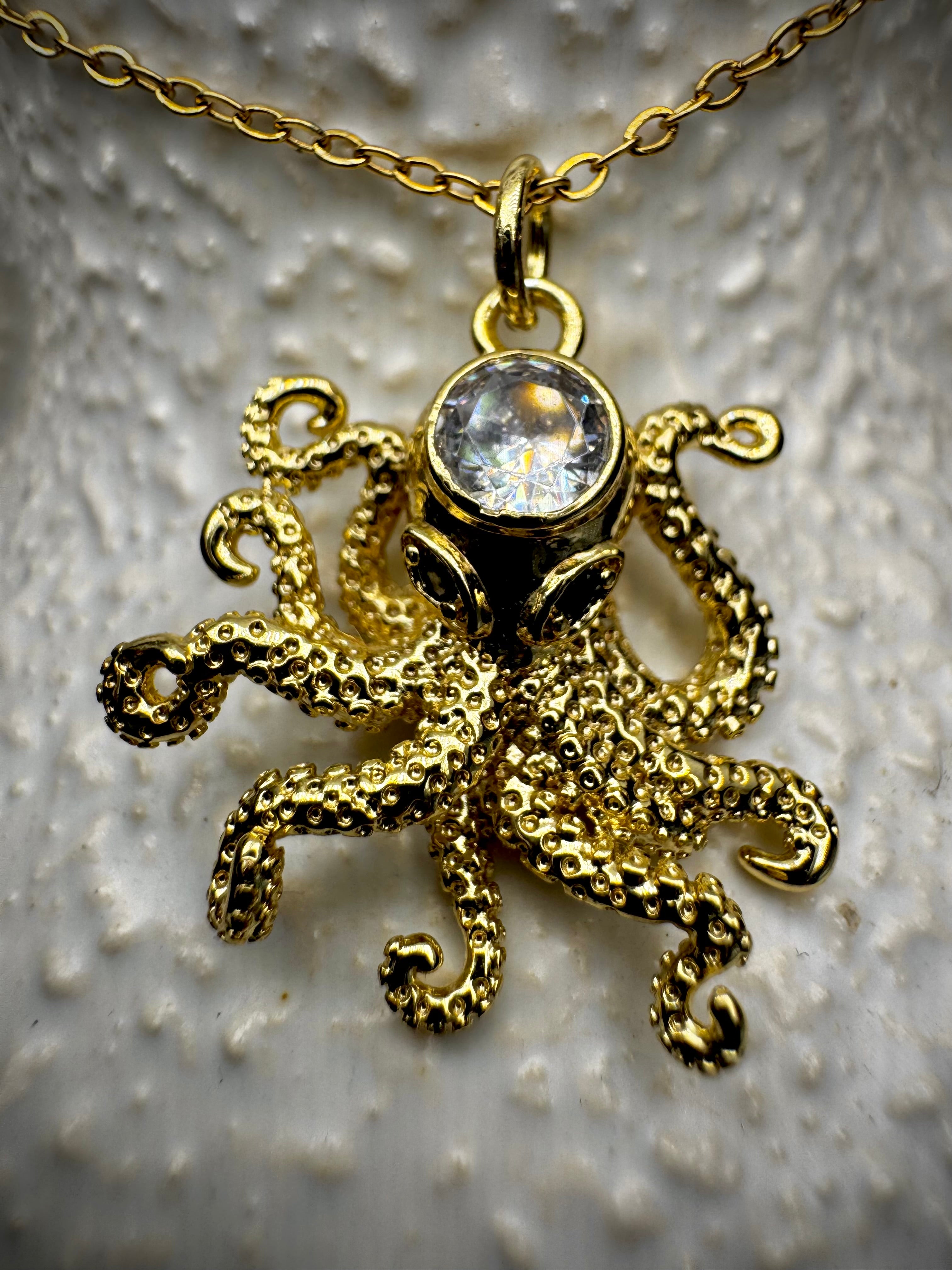 Gold Octopus Pendant