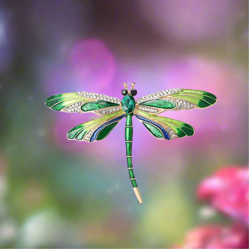 Celtic fantasy sparkling dragonfly enameled Brooch