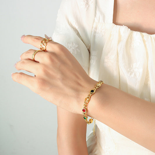 gold plated zircon bracelet