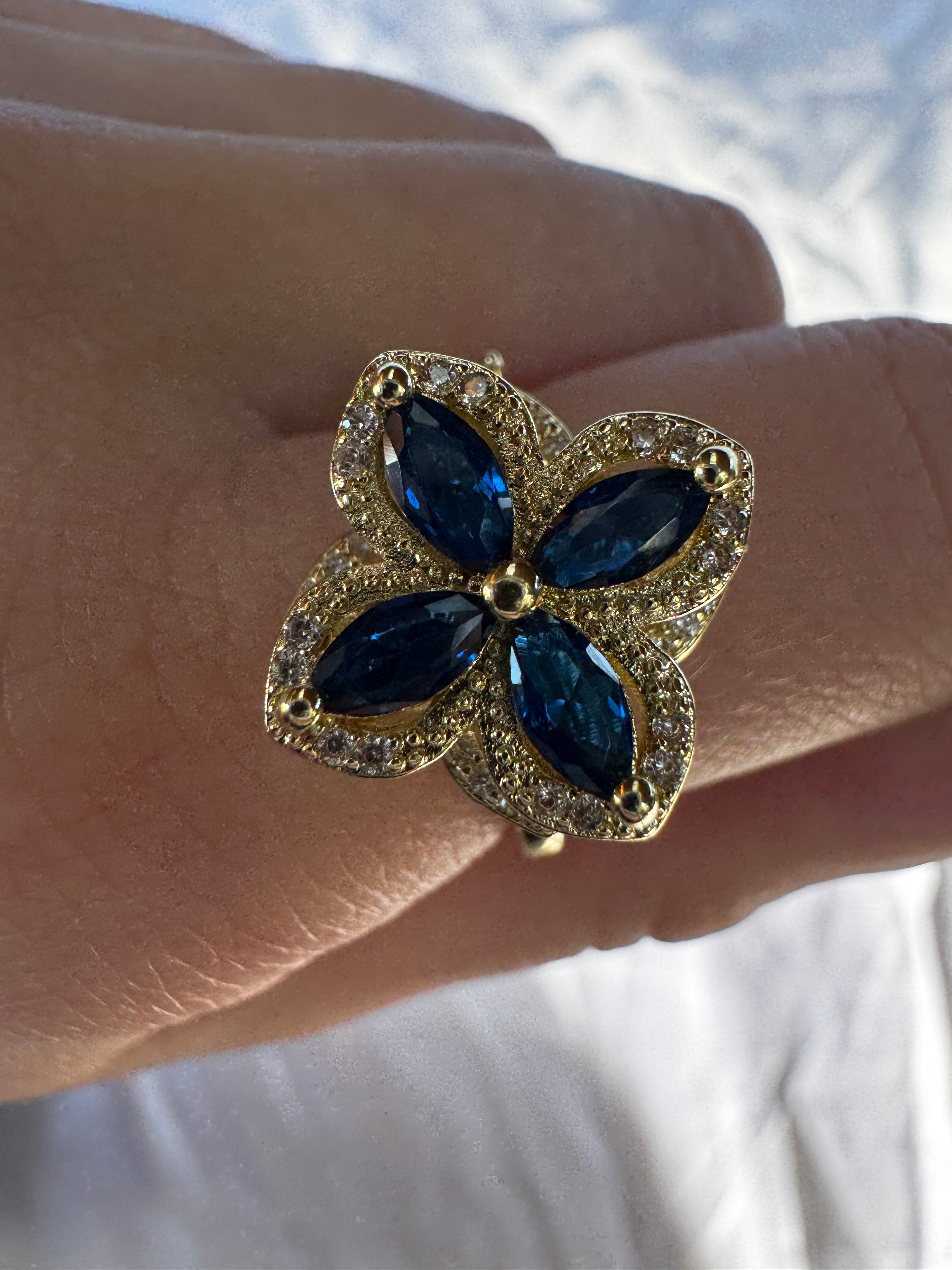 Blue Chevron Silver Fidget Ring