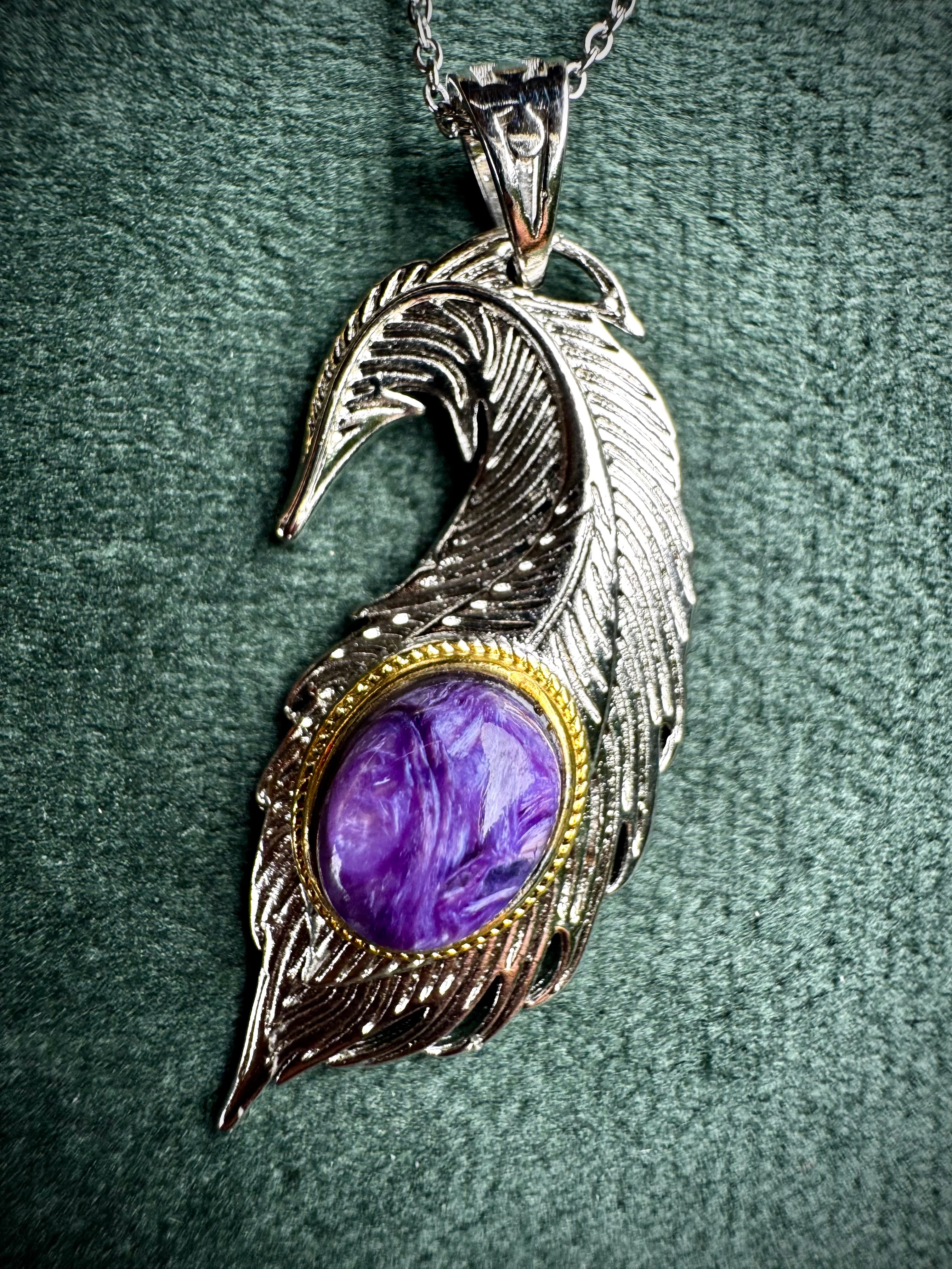 Charorite and Aquamarine Feathers