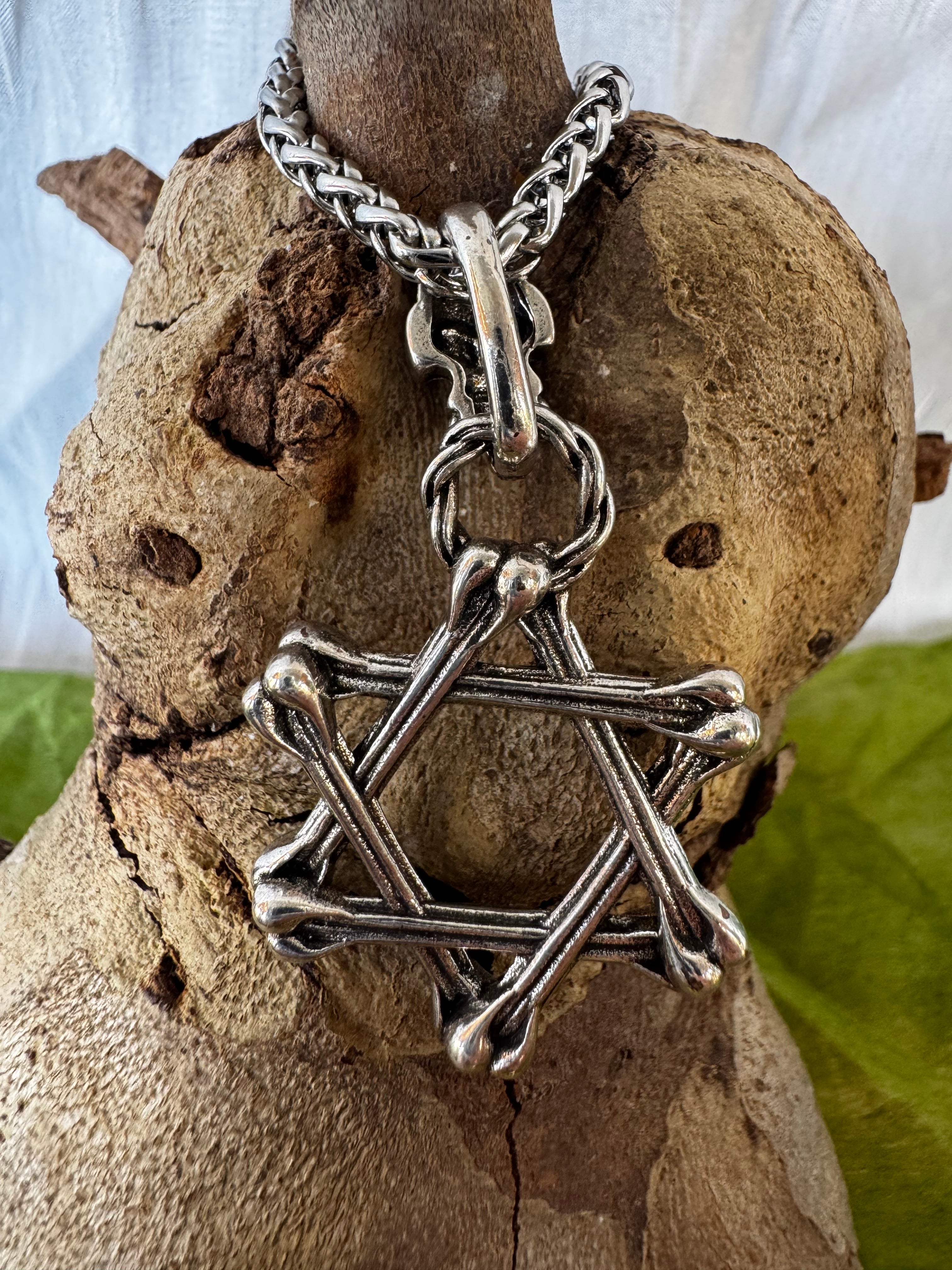 Silver Skull and Bones Stainless Steel Pendant