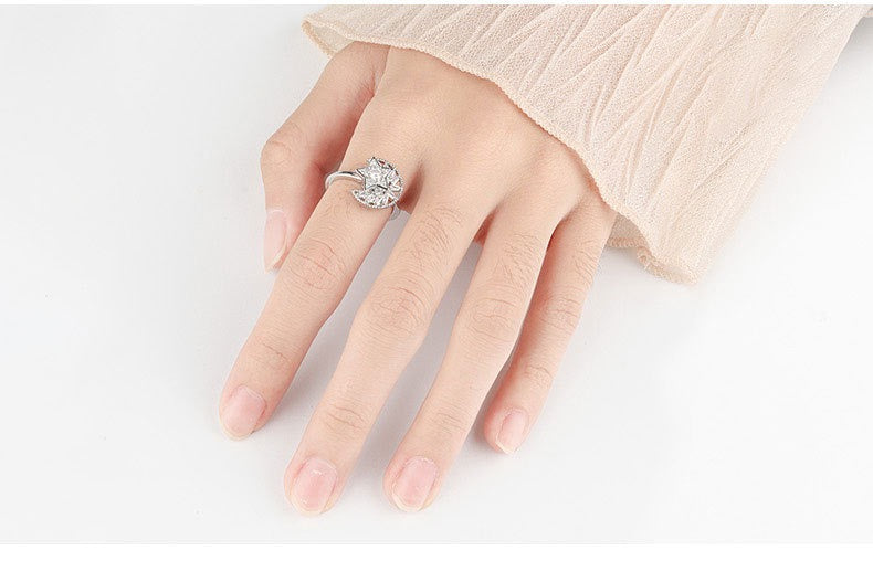 Moon and 5 Star Silver Fidget Ring