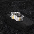 Load image into Gallery viewer, silver tile ring with gold plated details
