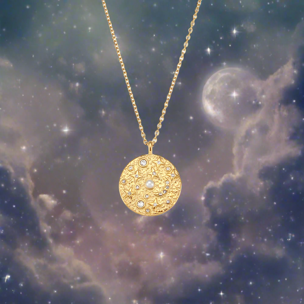 Gold Star Moon Coin Shape Pearl