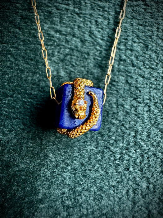 Gold Snake Wrapped Lapis Lazuli S925